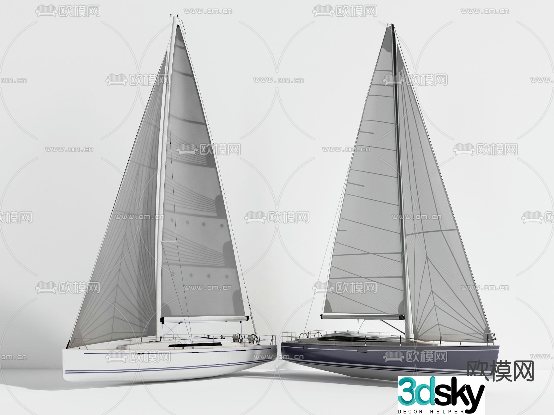 Modern sailing clipper 3d model