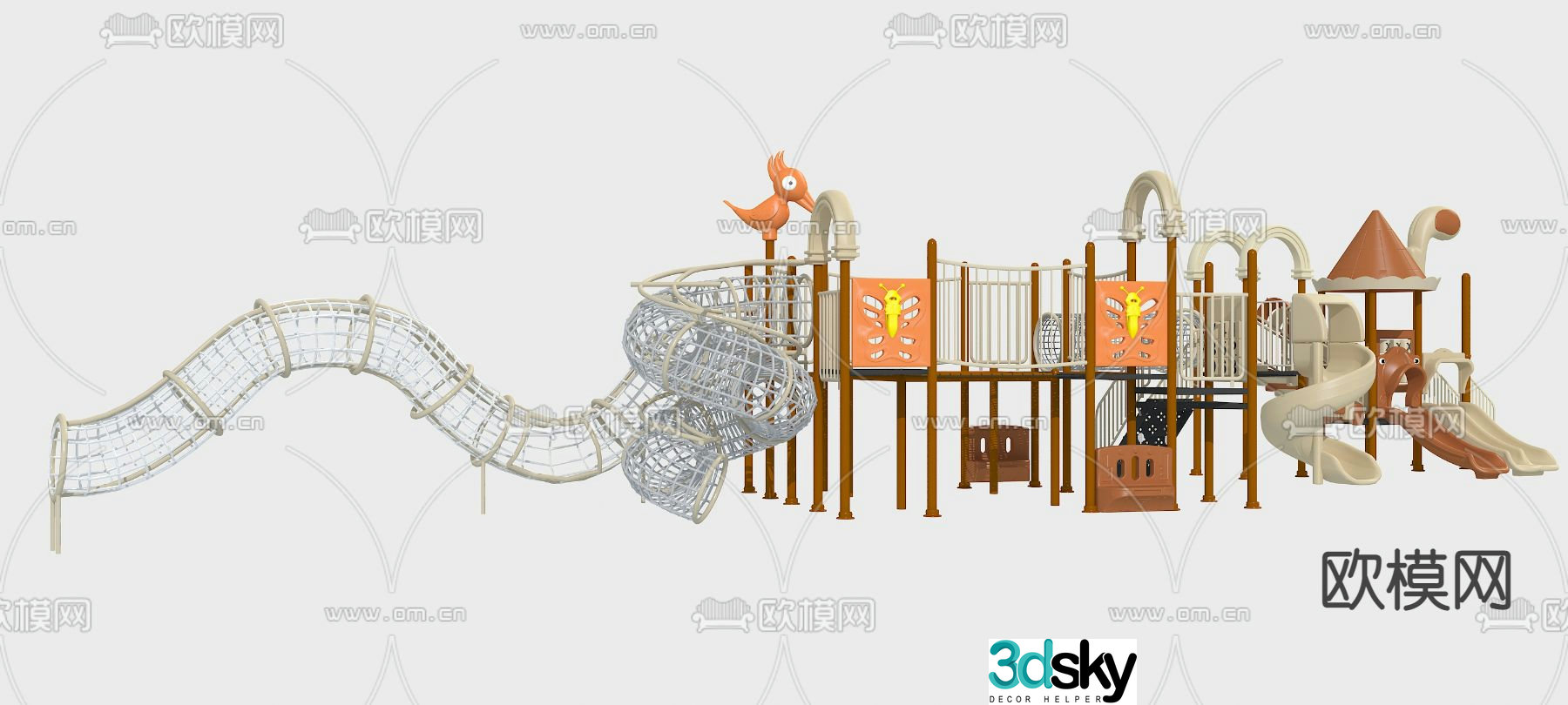 Modern children's slide amusement equipment 3d model