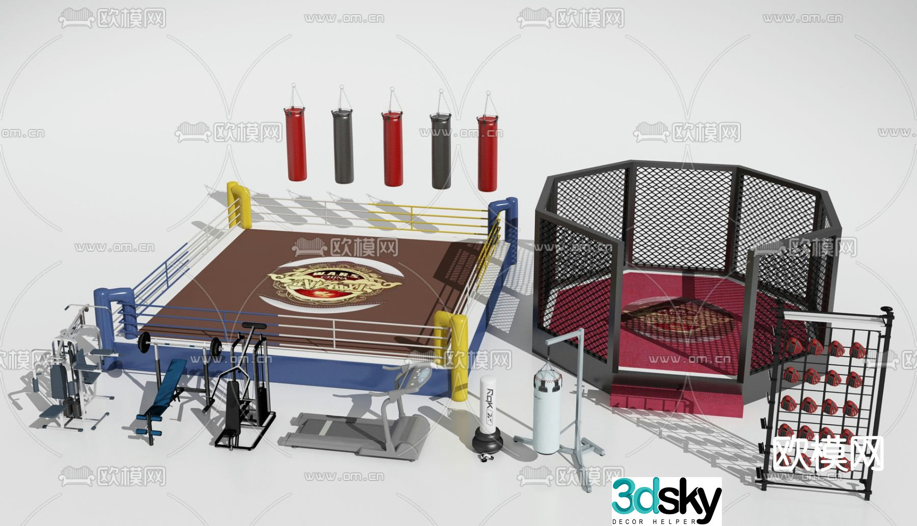 Modern boxing ring fighting ring fitness equipment 3d model