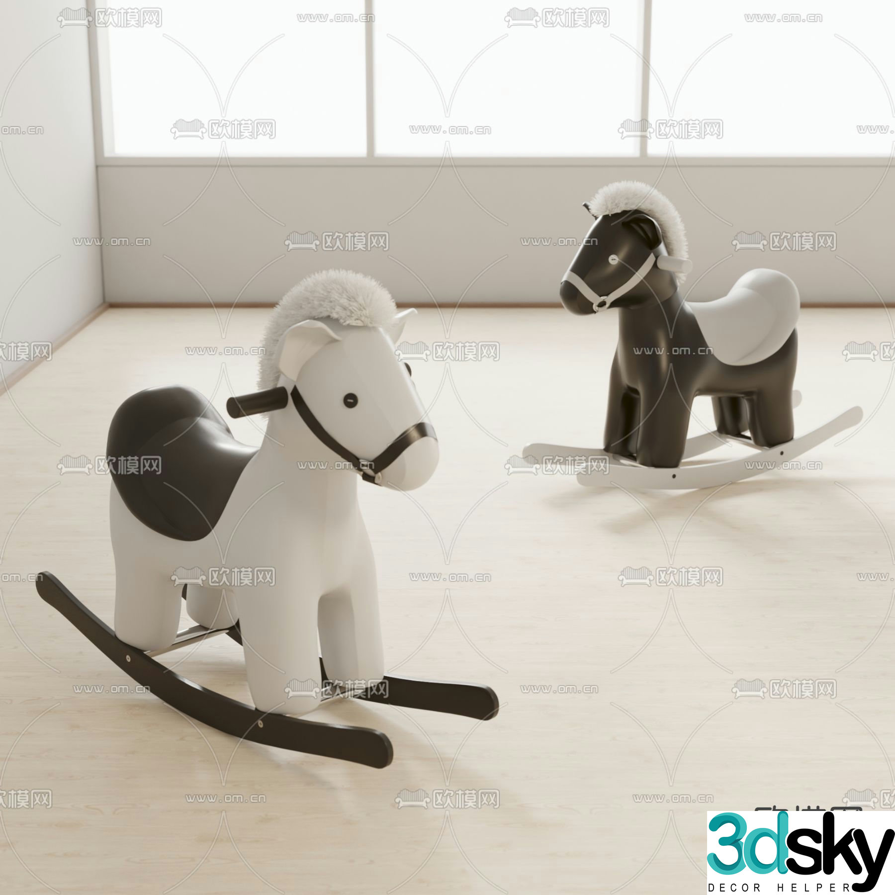 Modern children’s rocking horse toy 3d model