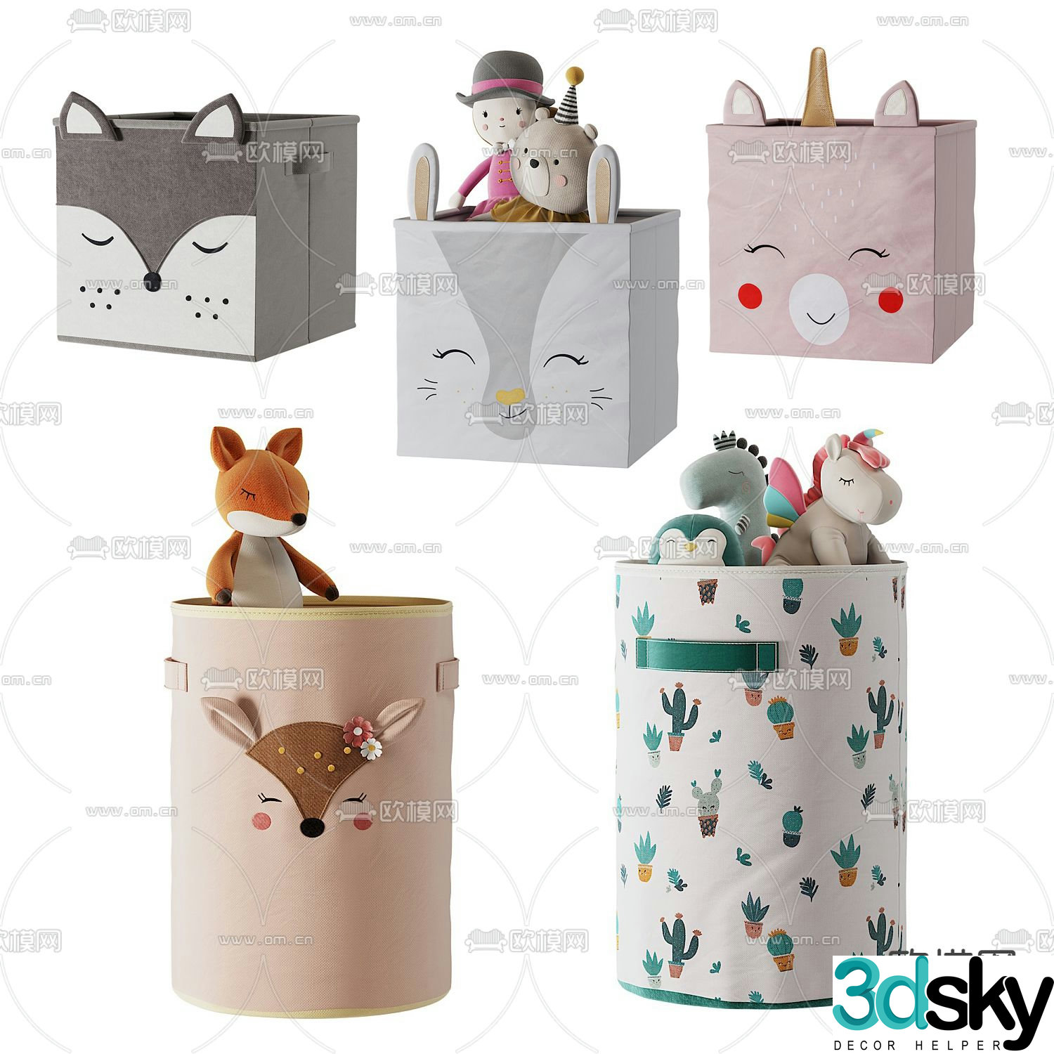 Modern children’s toy storage basket 3d model