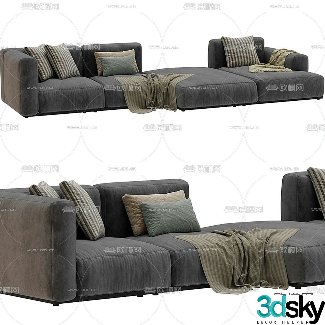 Cassina corner sofa set 3d model