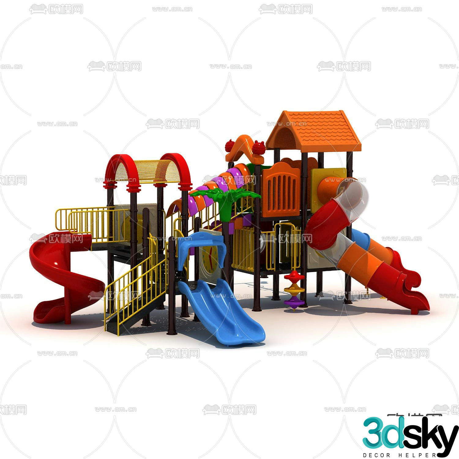 Modern children's slide amusement equipment 3d model