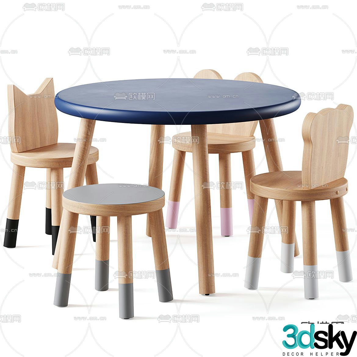 Modern children’s table and chair 3d model
