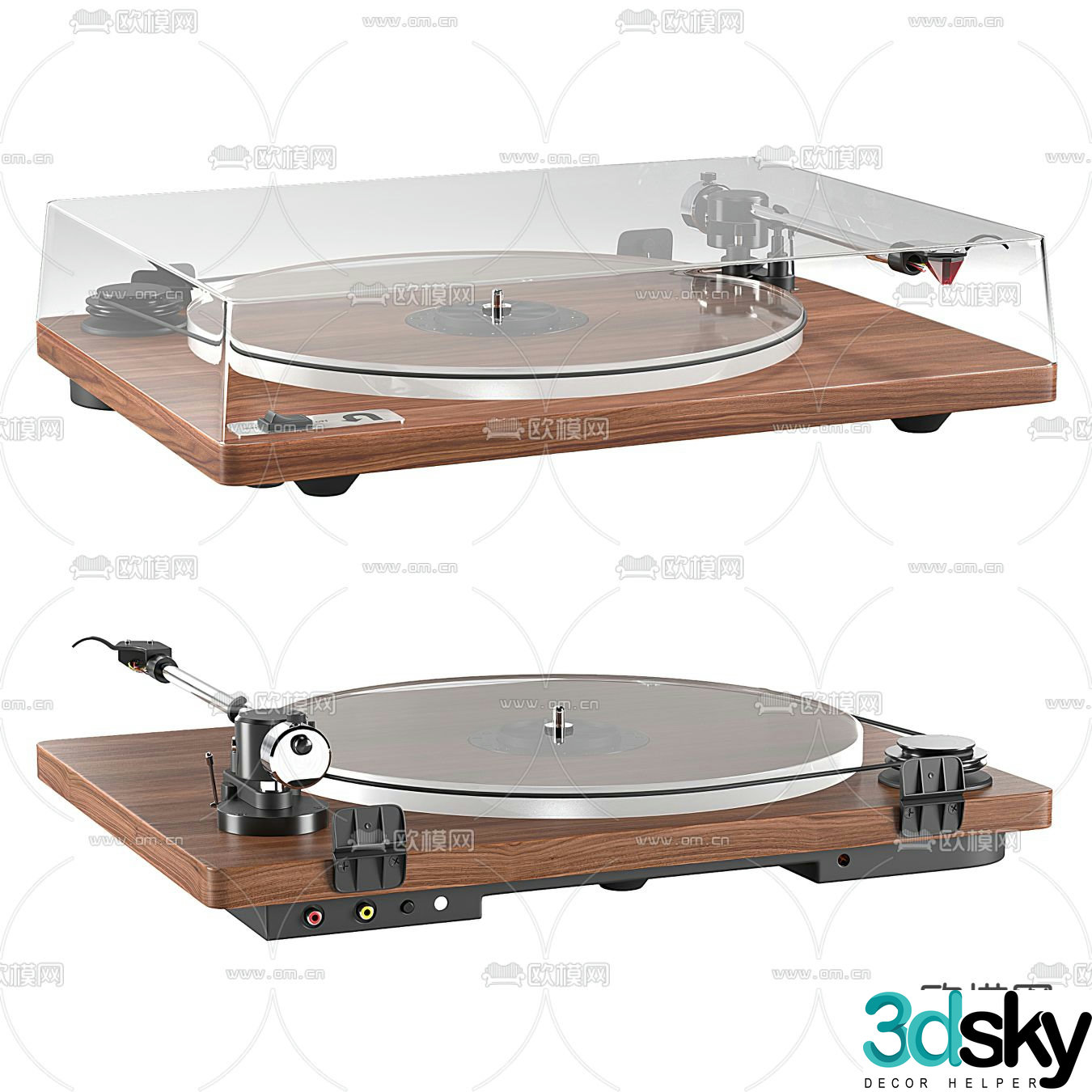 Modern transparent acrylic record player 3d model