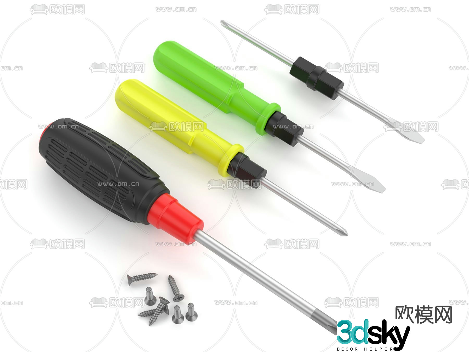 Modern screwdriver screw 3d model