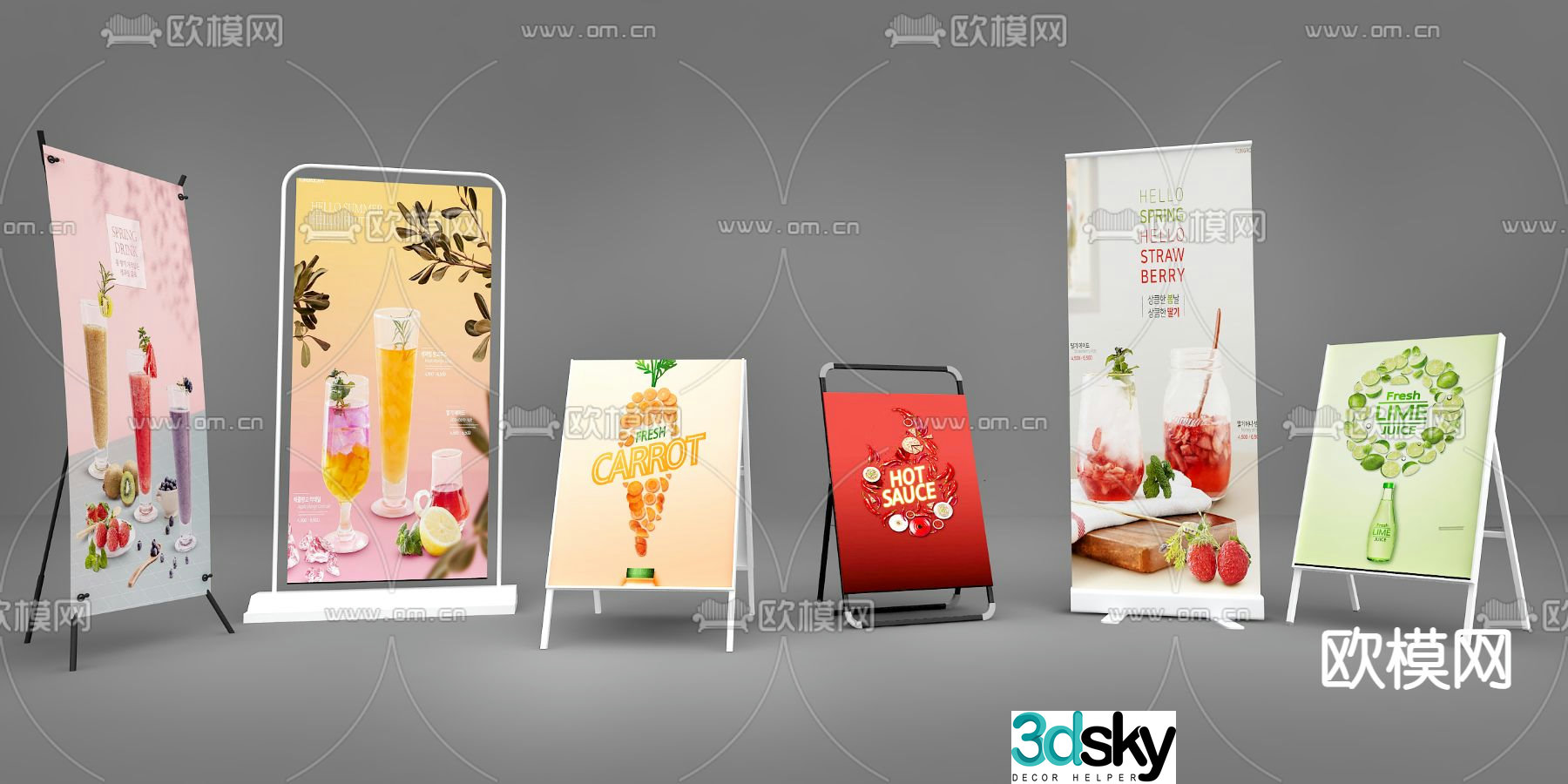 Modern exhibition stand water sign sign 3d model