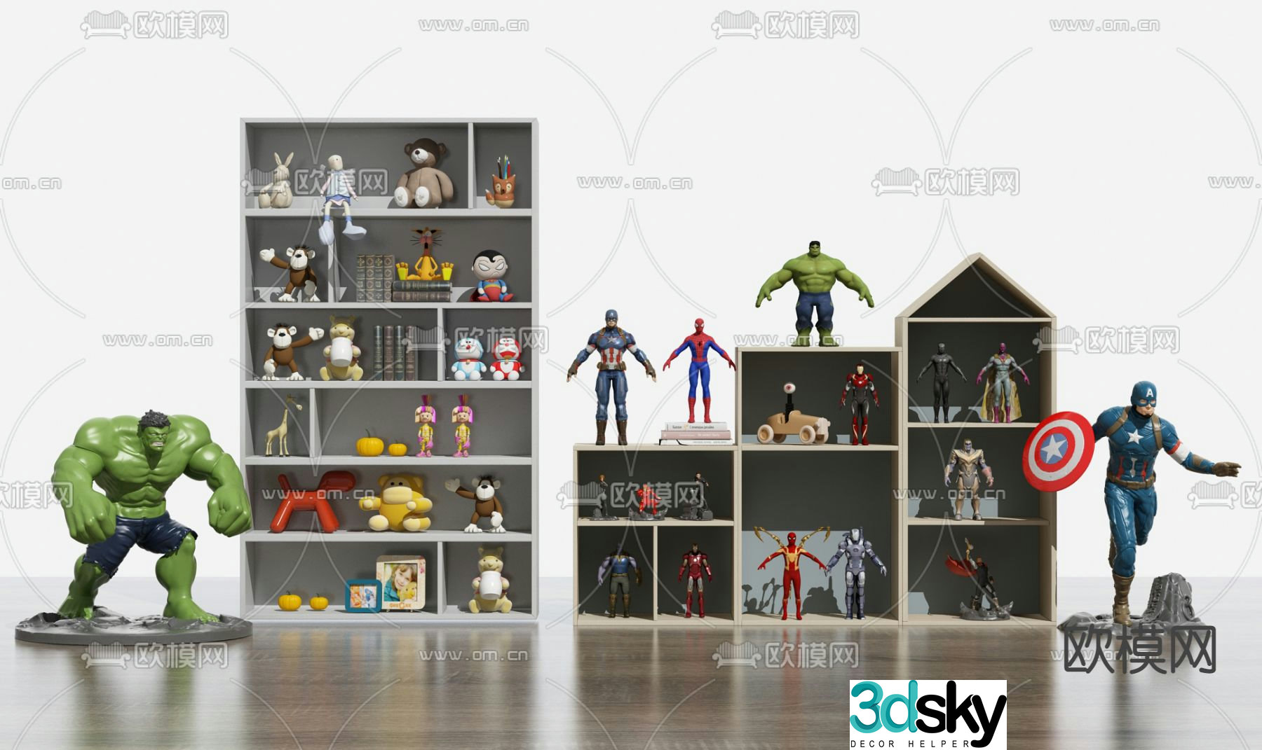 Modern cartoon character animal toy rack children’s cabinet 3d model