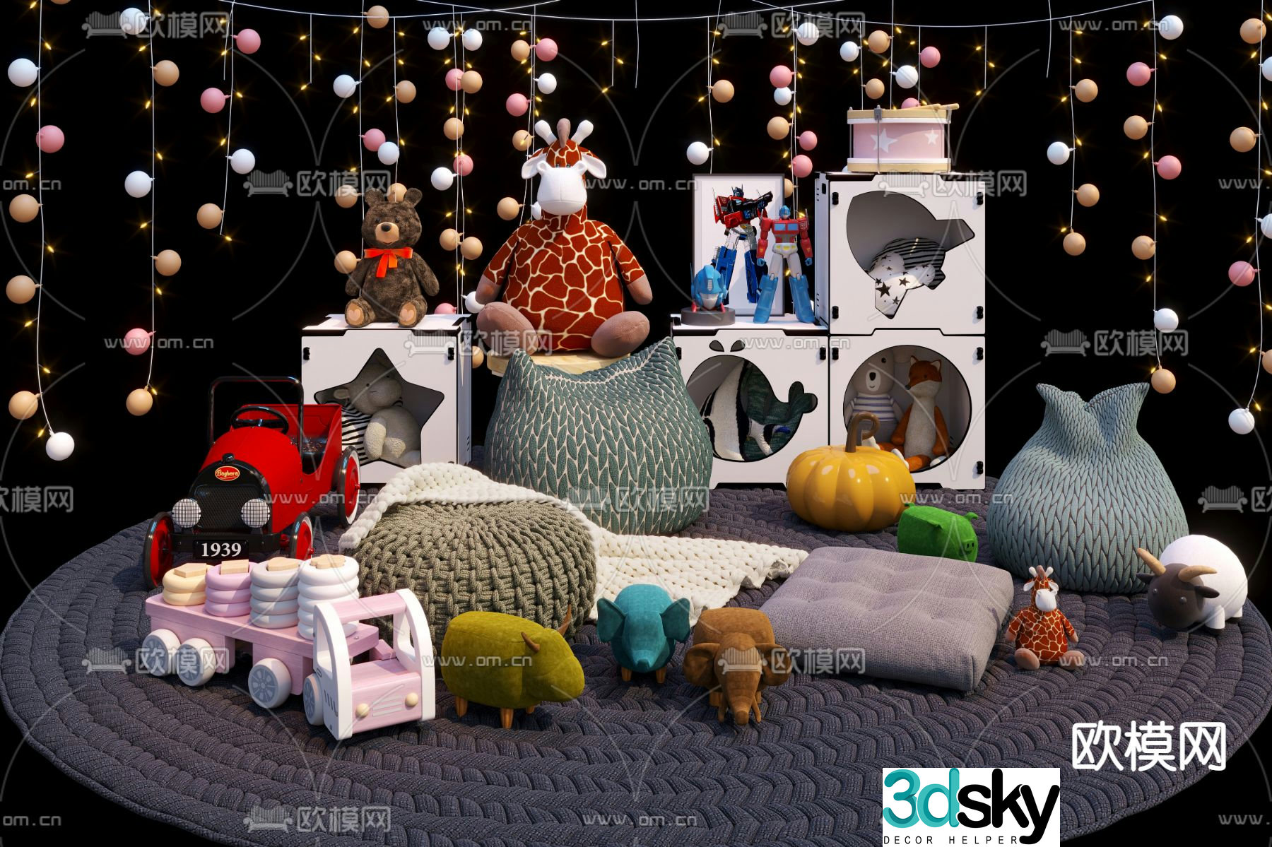 Modern children’s building blocks plush toy 3d model