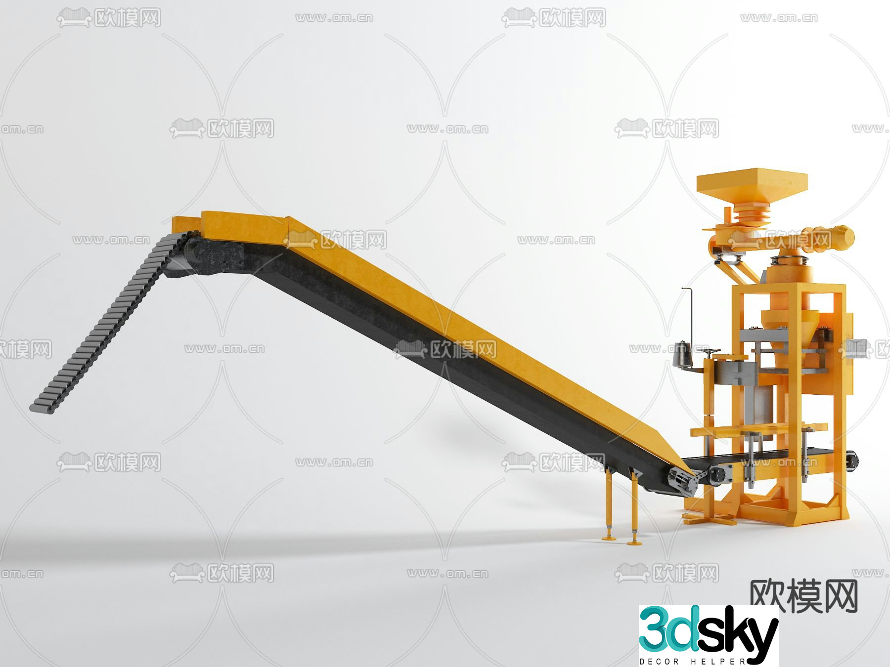 Modern conveyor belt conveyor industrial facility 3d model