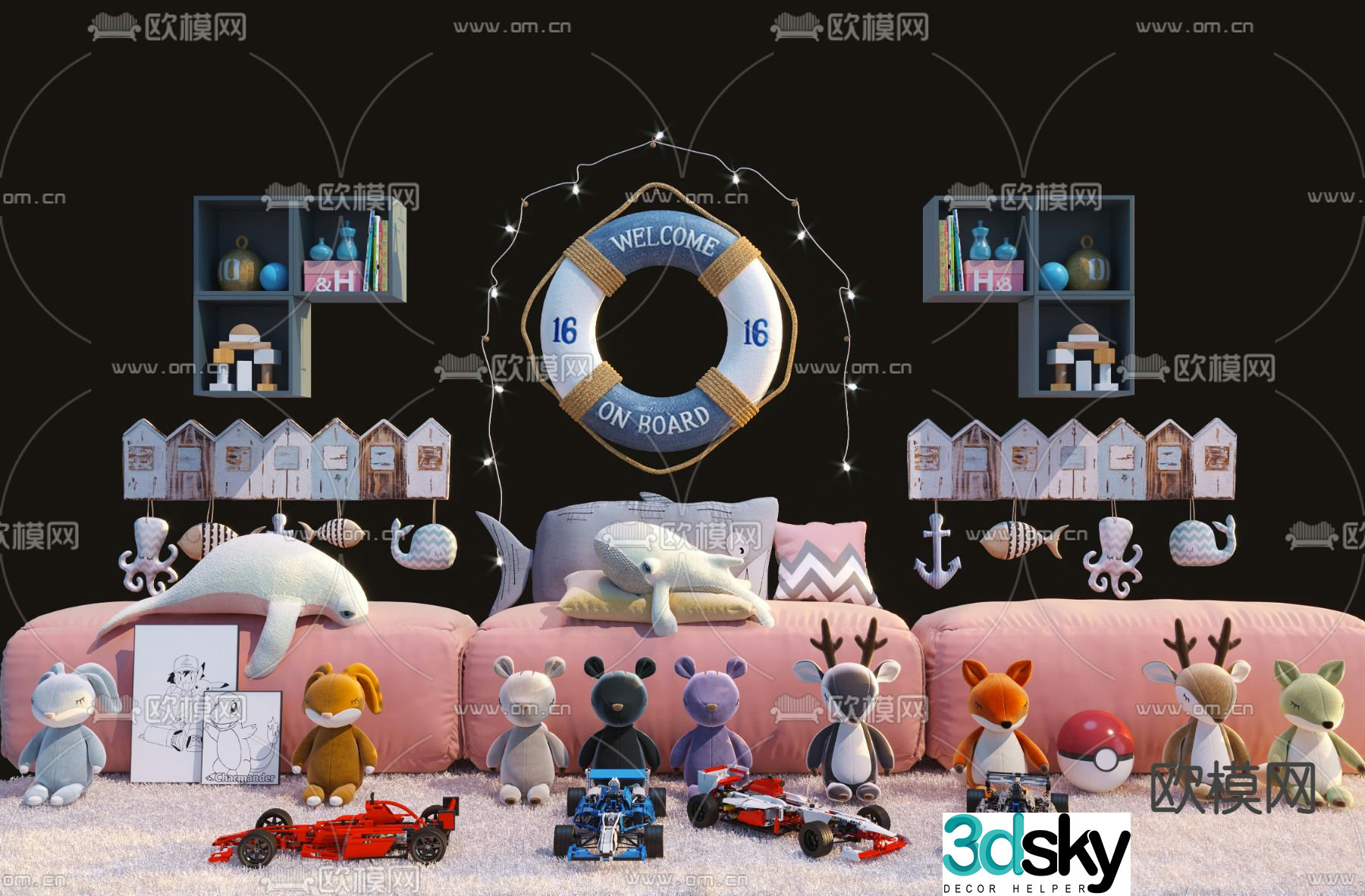 Modern children’s kart plush toy 3d model