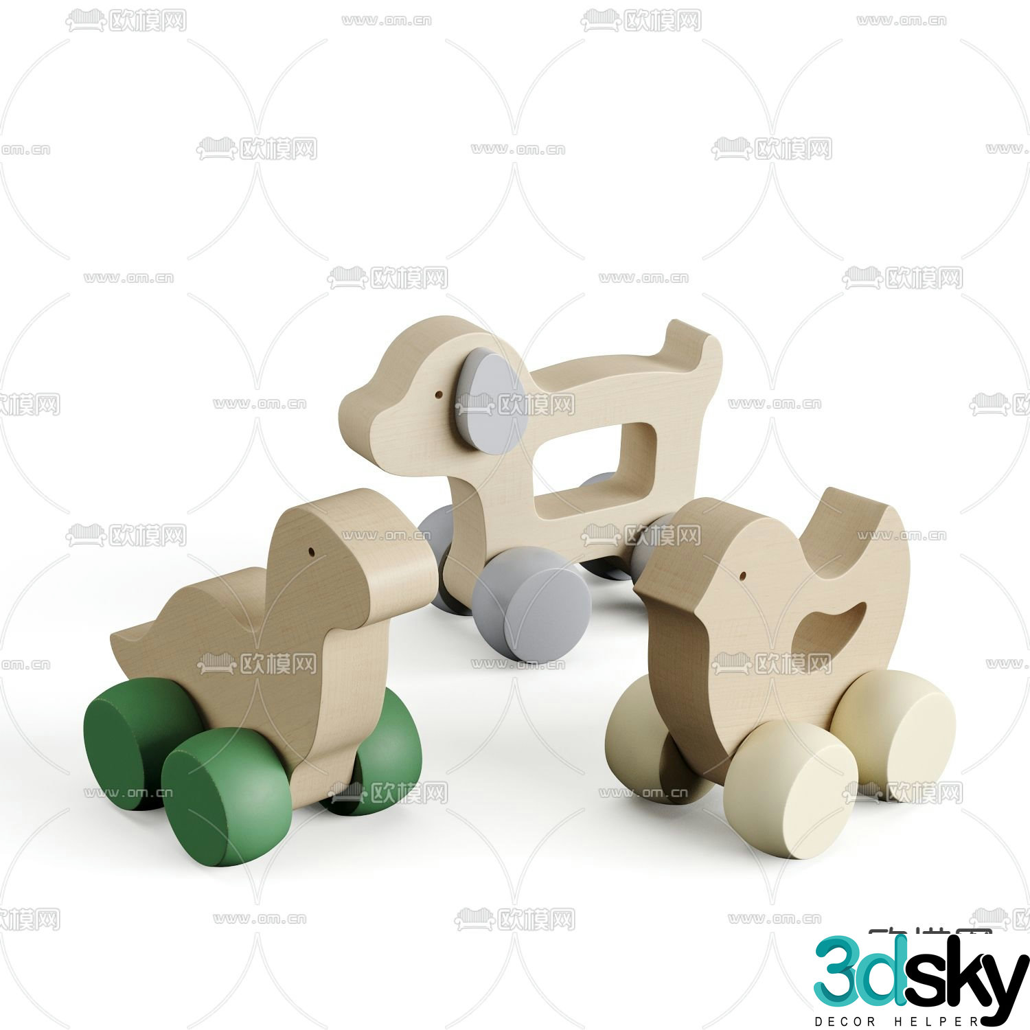 Modern solid wood toy animal 3d model