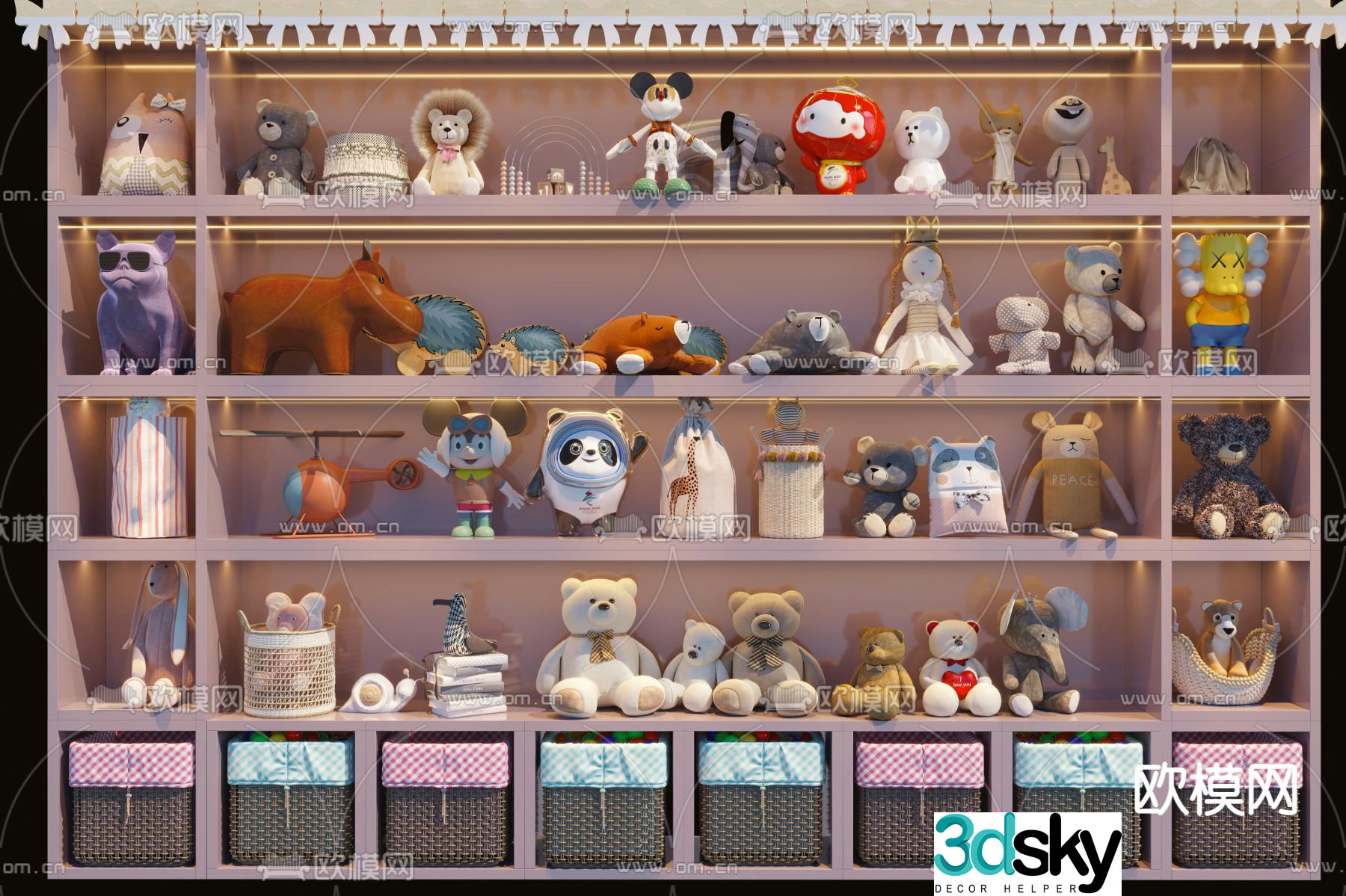 Modern children’s plush doll toy storage box 3d model
