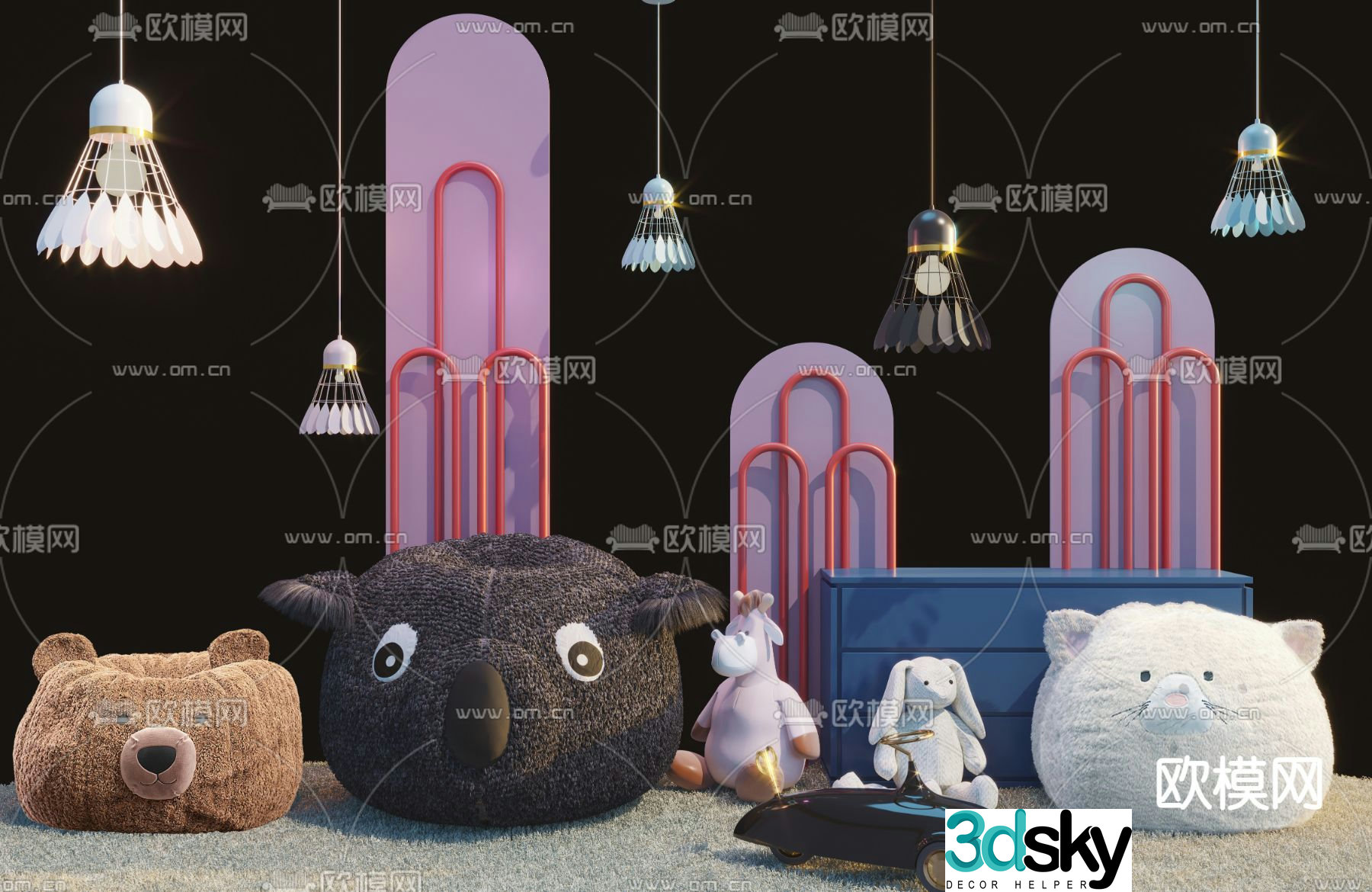 Modern children’s plush toy 3d model