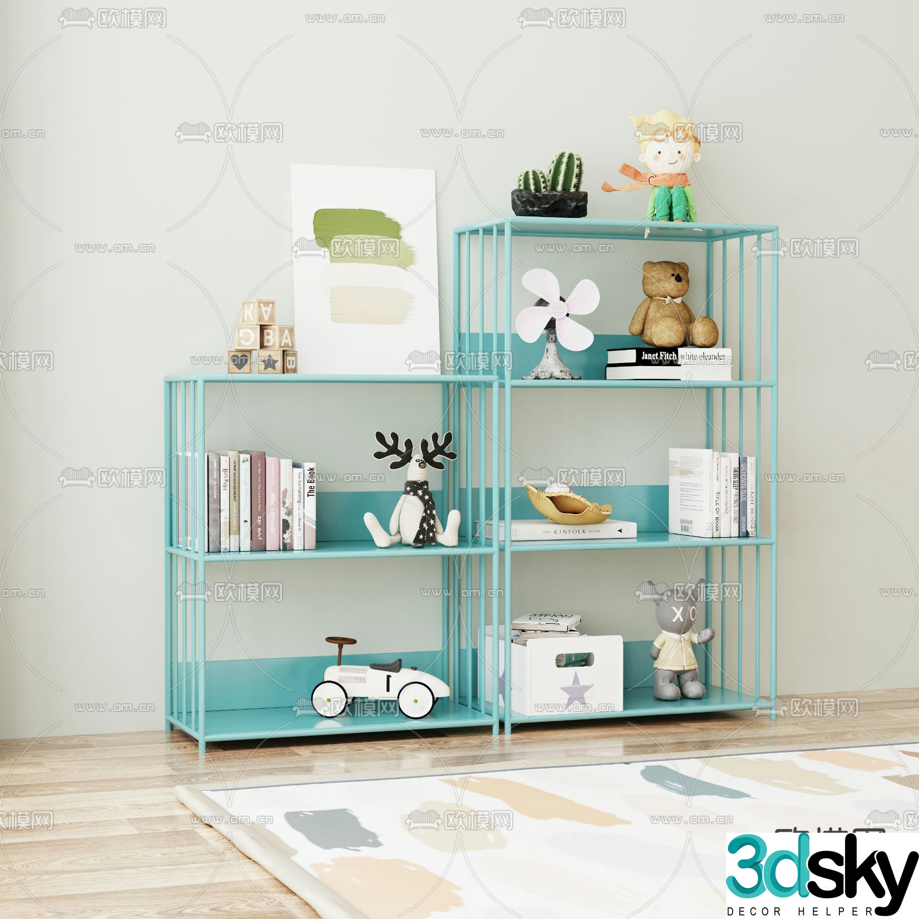 Modern children’s cabinet storage rack 3d model