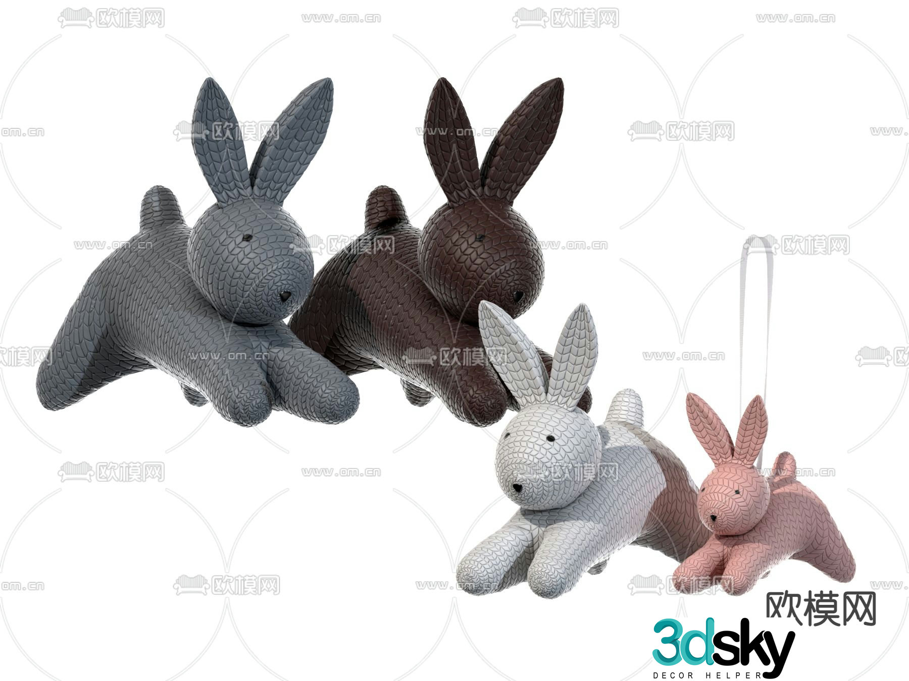 Cor modern leather pattern rabbit toy figurine 3d model