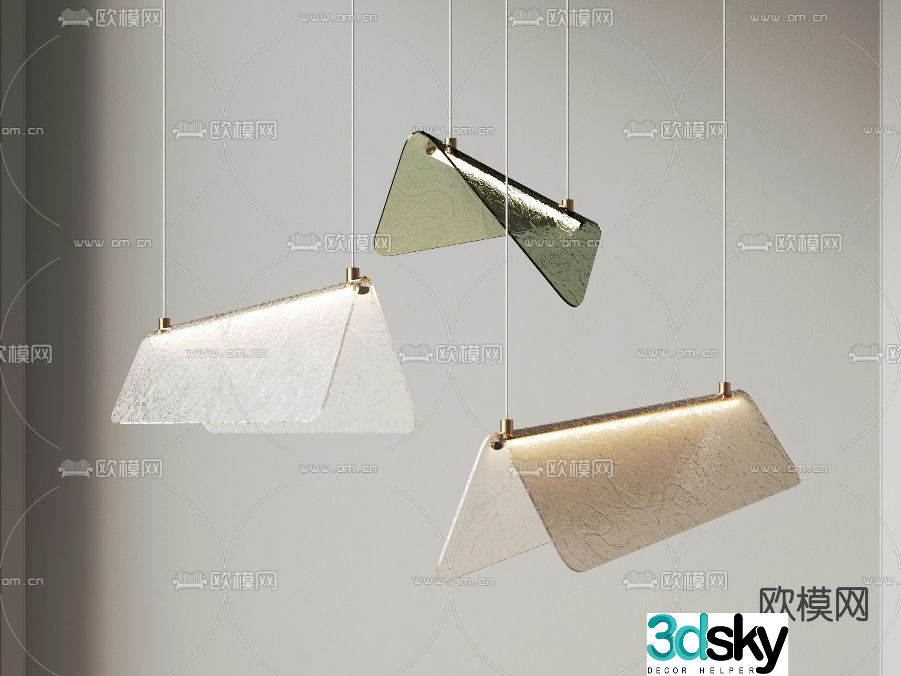 Cattelan Italia modern glass piece folding chandelier 3d model