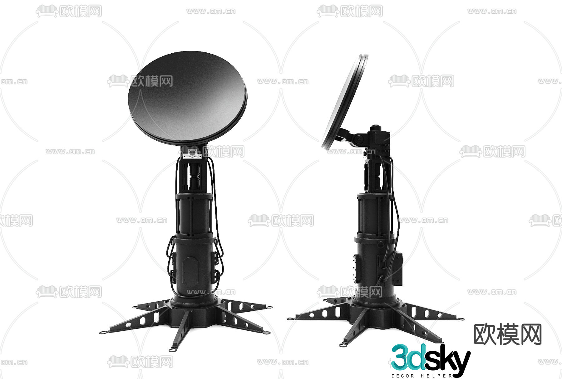 Modern radar signal tower 3d model
