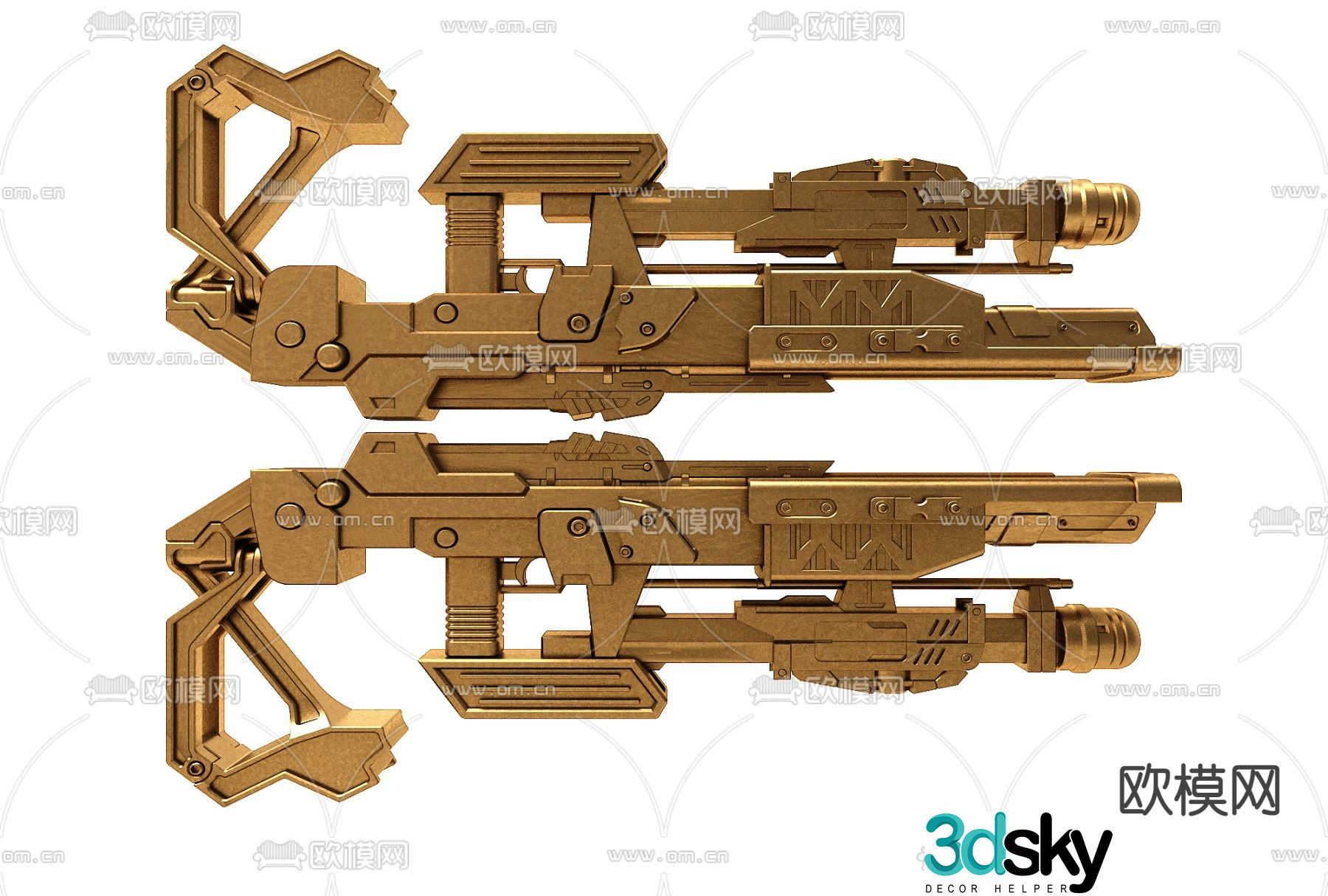 Modern metal submachine gun 3d model