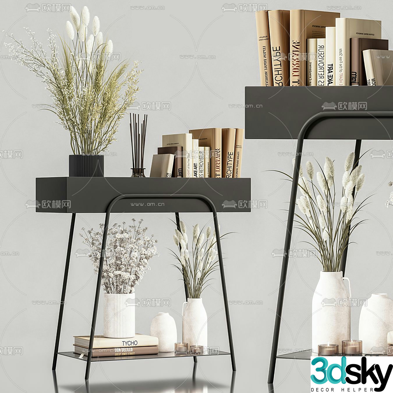 B&B italia modern book dried flower vase ornaments 3d model