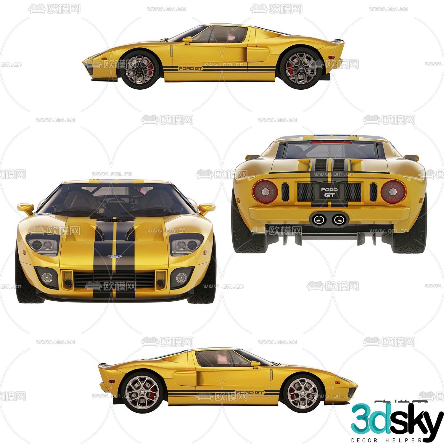 Modern Ford GT sports car 3d model