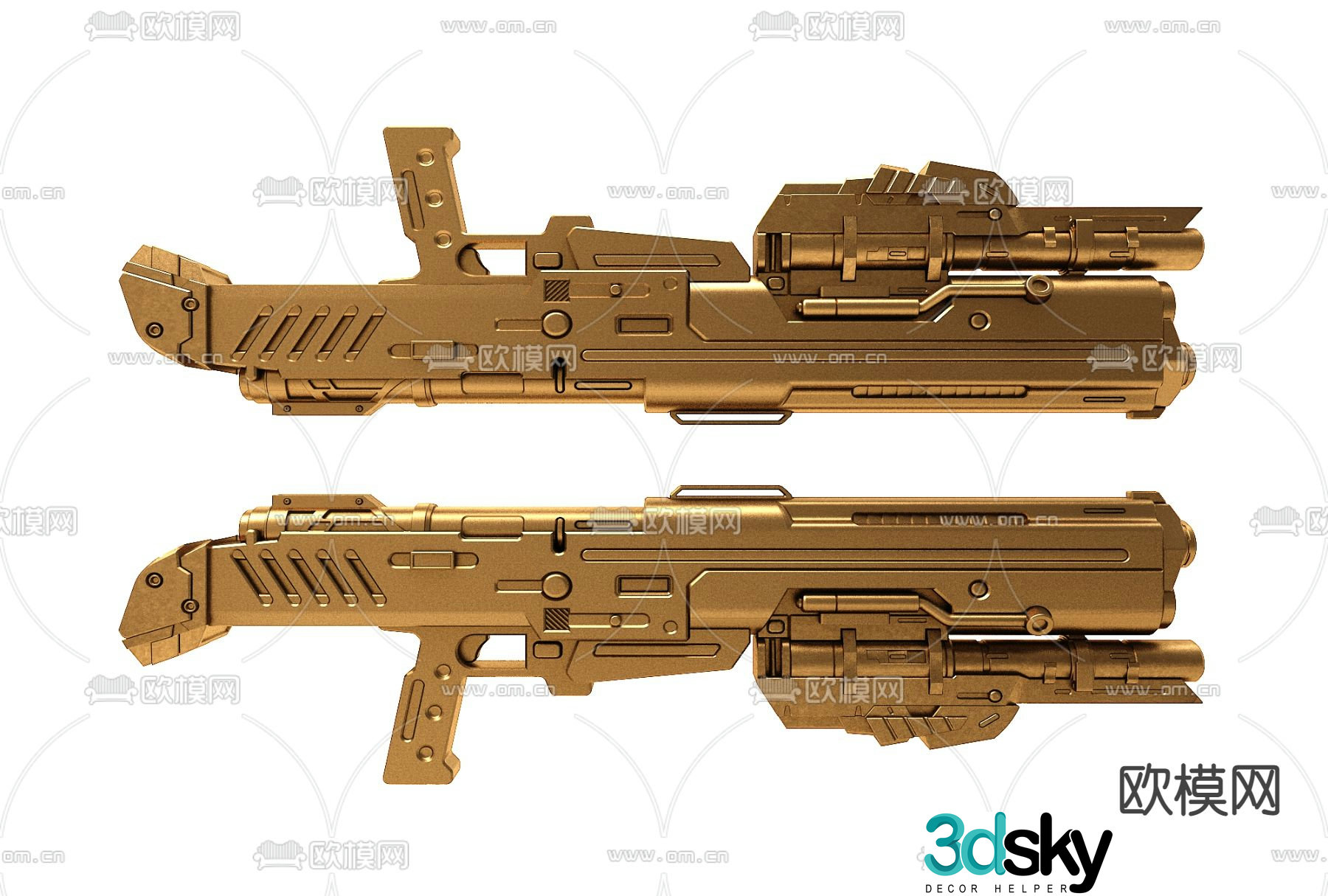 Modern metal pistol 3d model