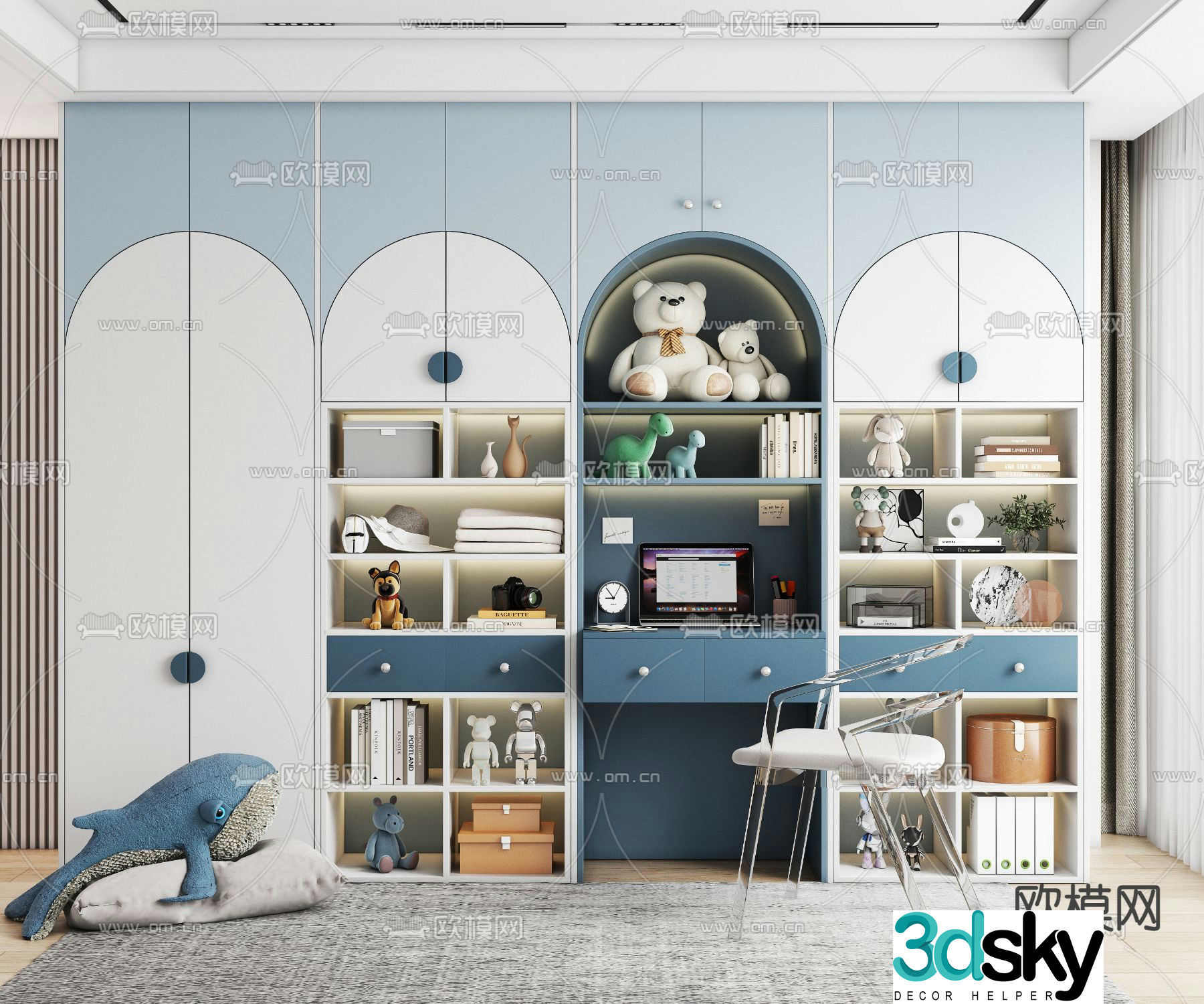 Modern children’s bookcase 3d model
