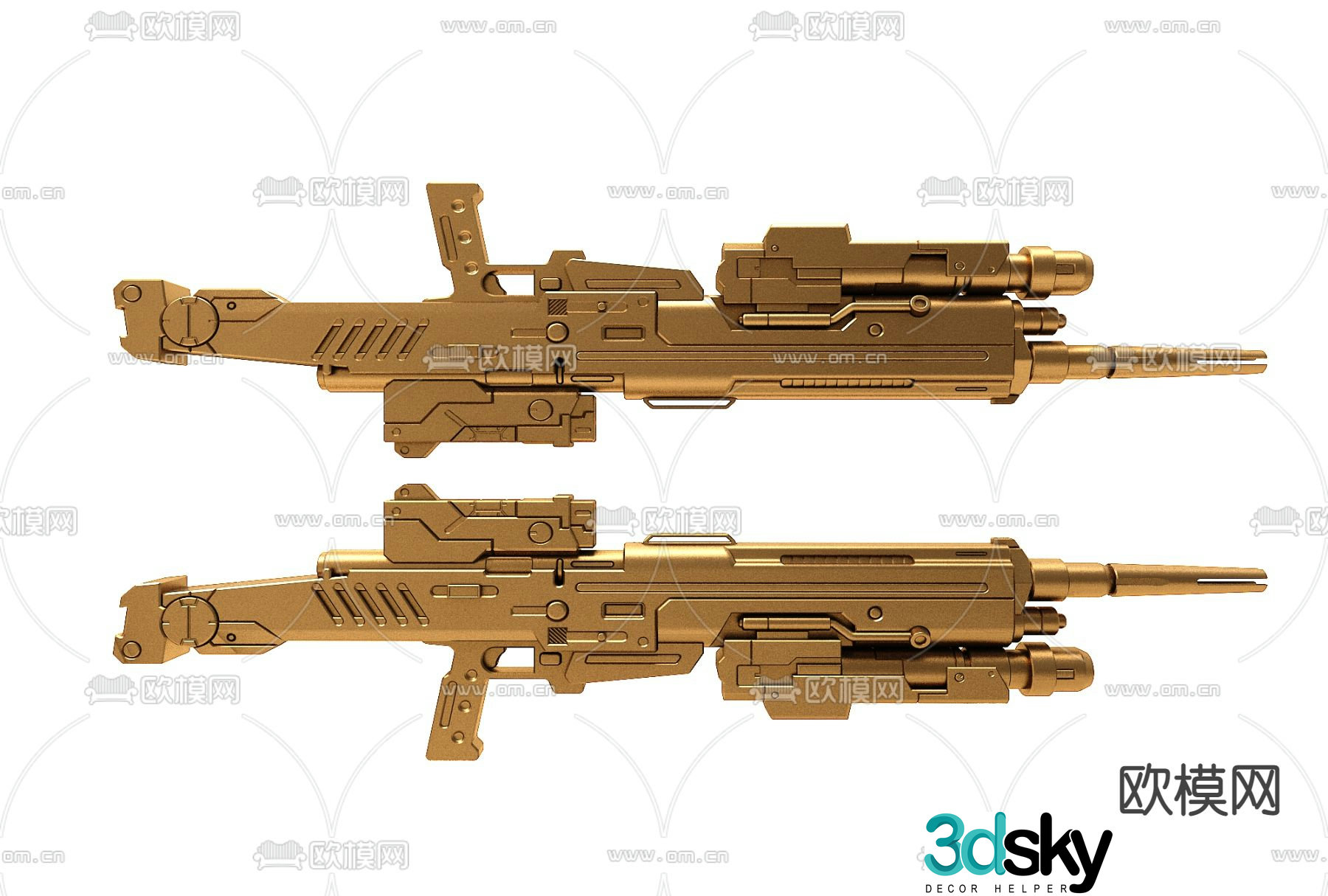 Modern metal submachine gun 3d model