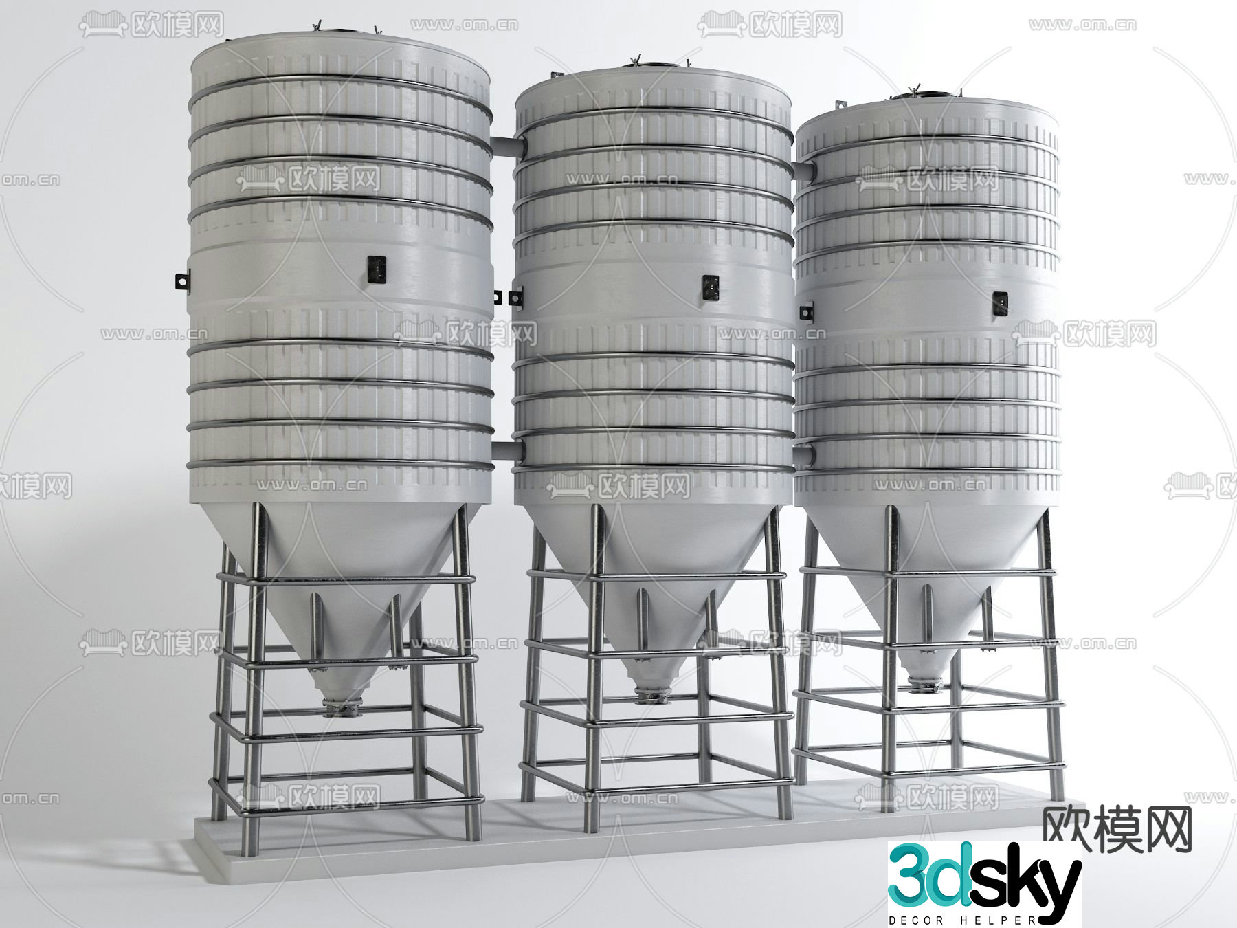 Modern chemical barrel industrial facility fermentation barrel 3d model