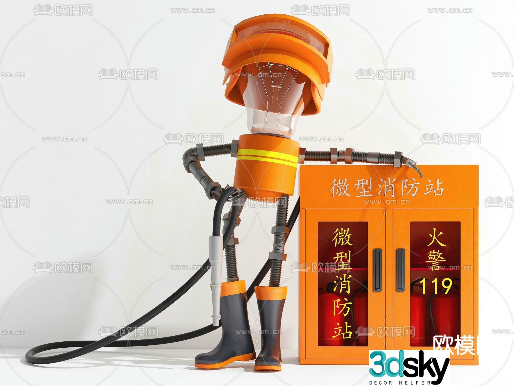 Modern miniature fire station 3d model