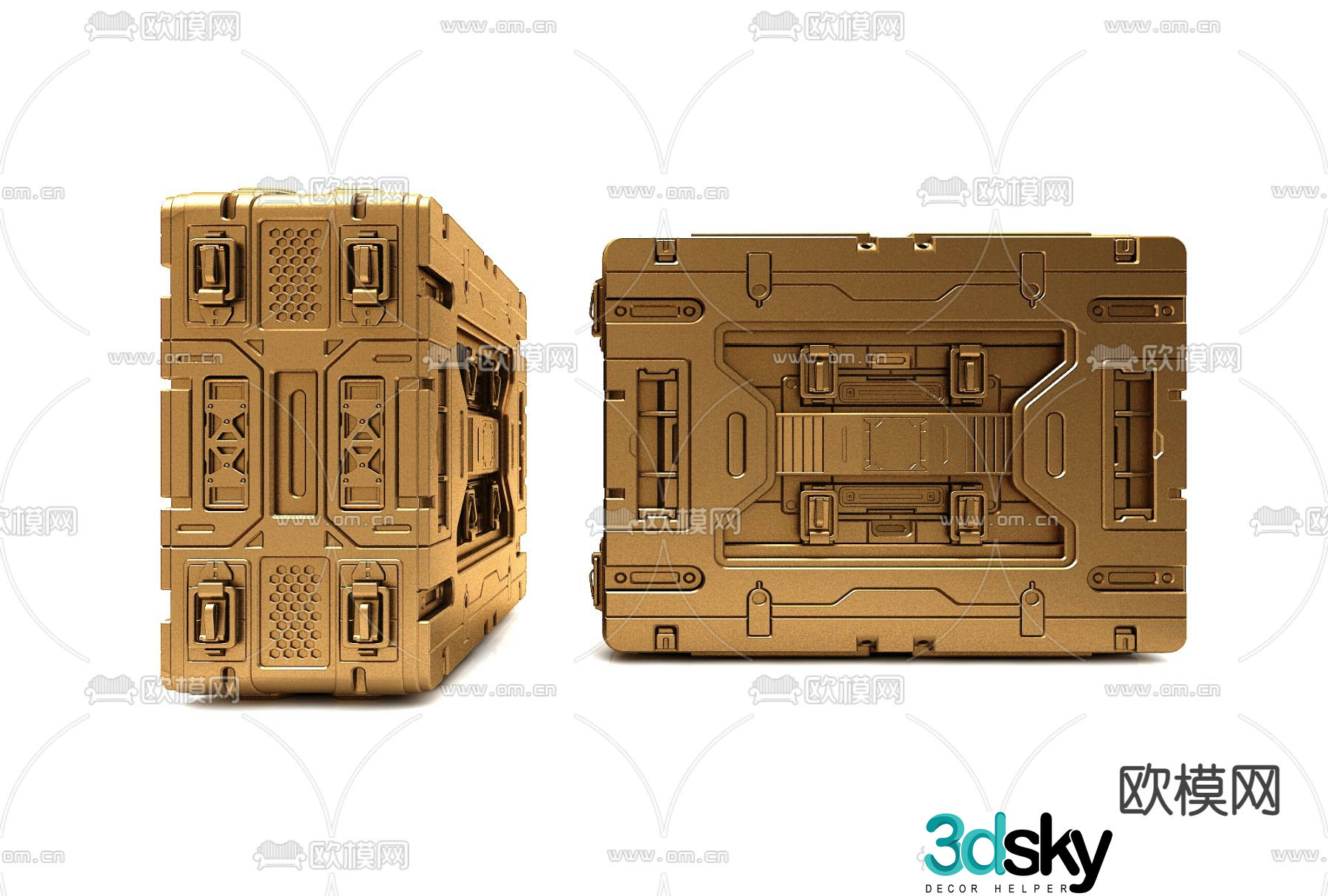 Modern metal military lockbox 3d model