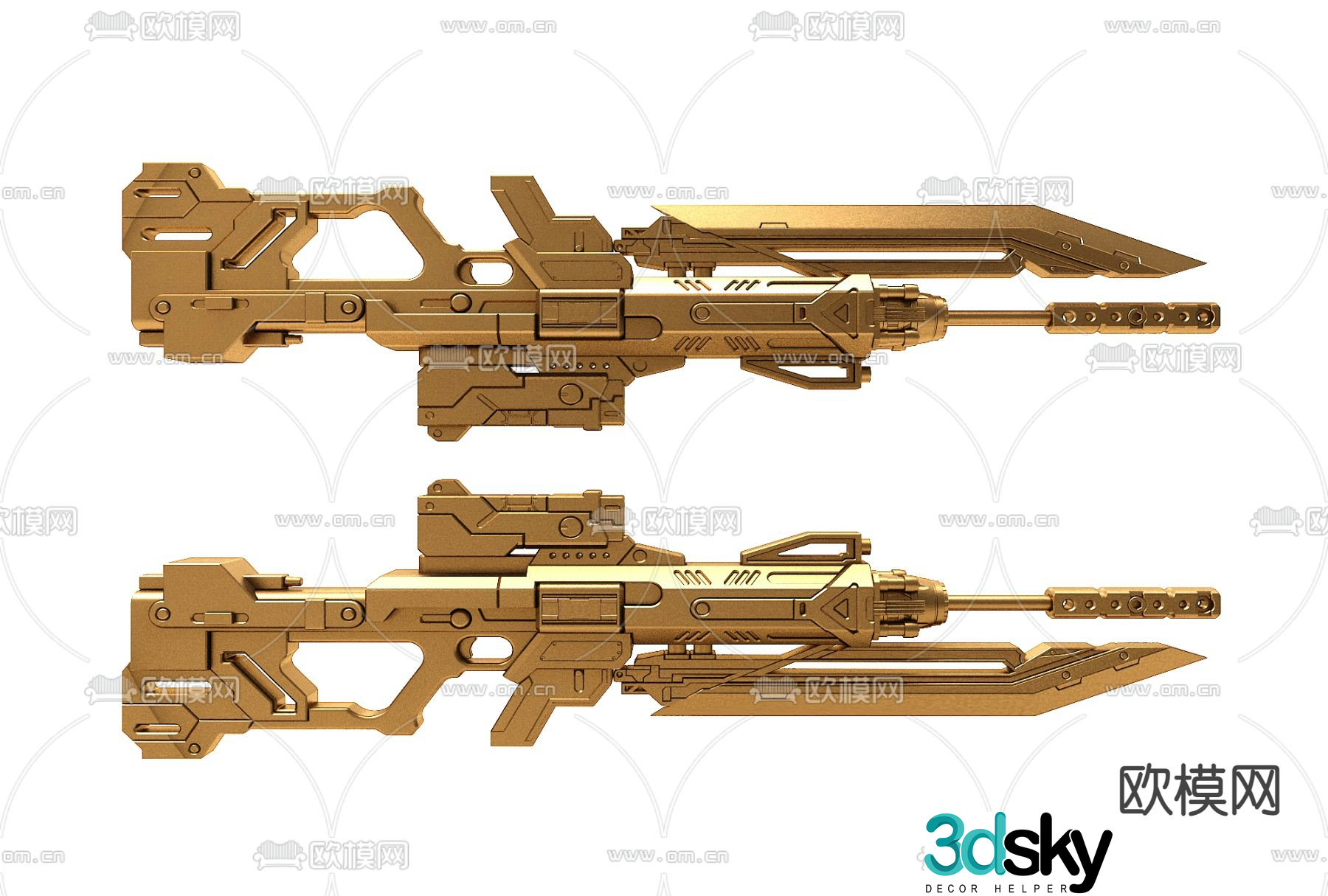 Modern metal bayonet assault rifle 3d model