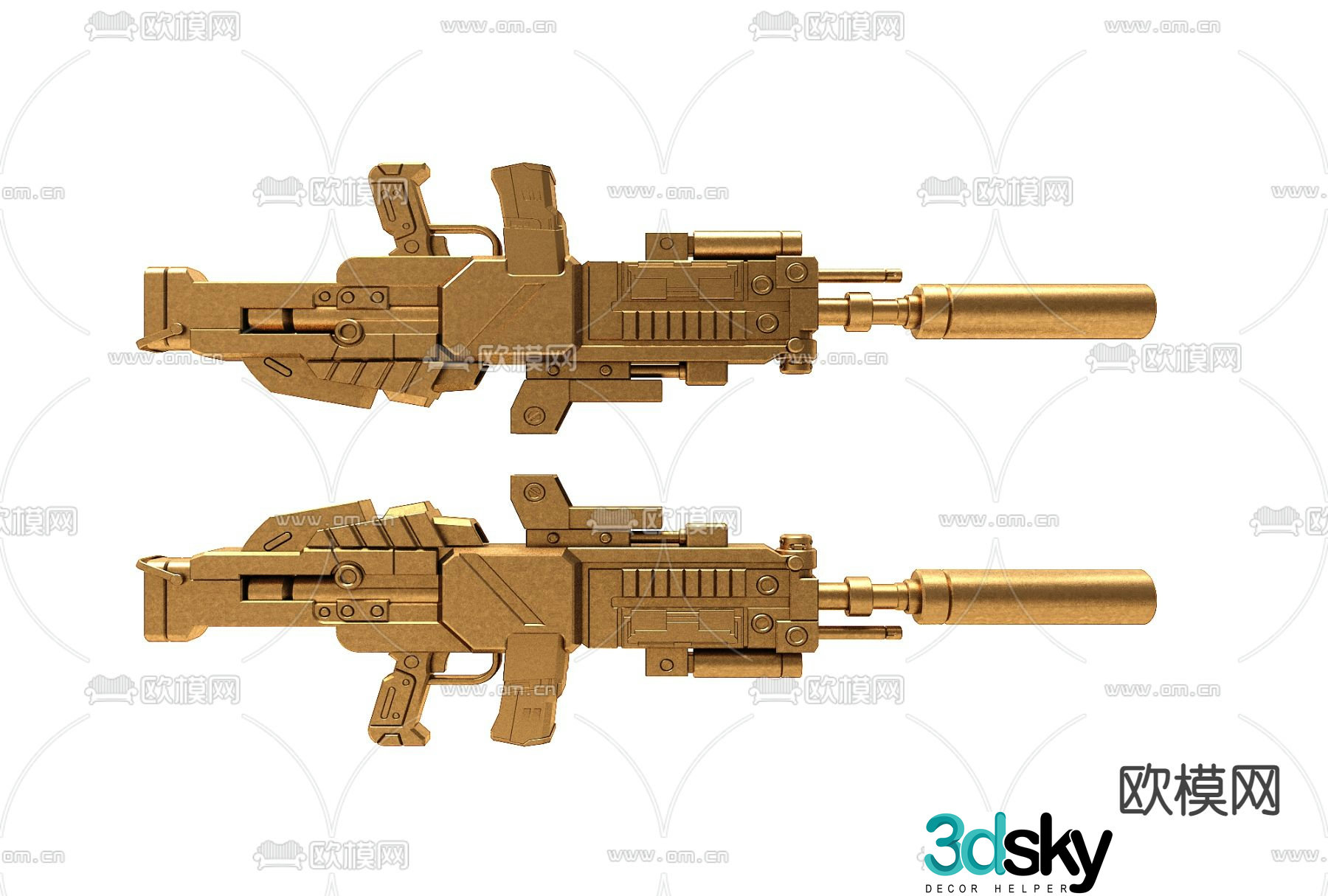 Modern metal submachine gun 3d model