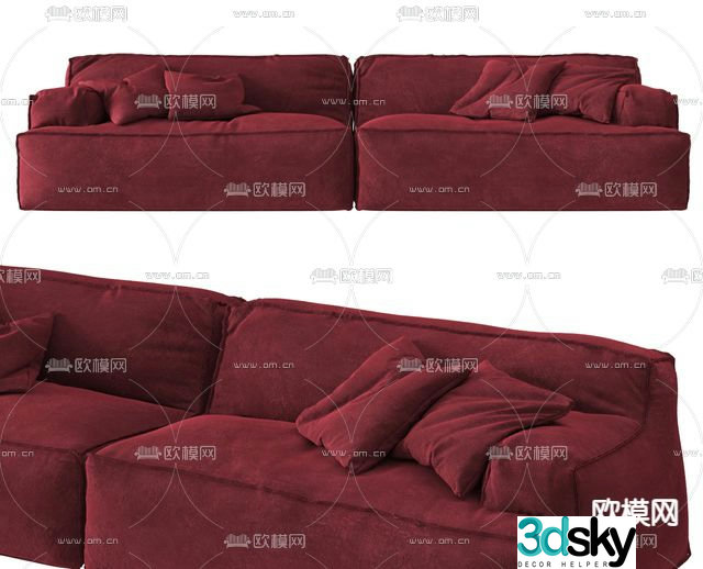 BAXTER fabric multi-person sofa 3d model