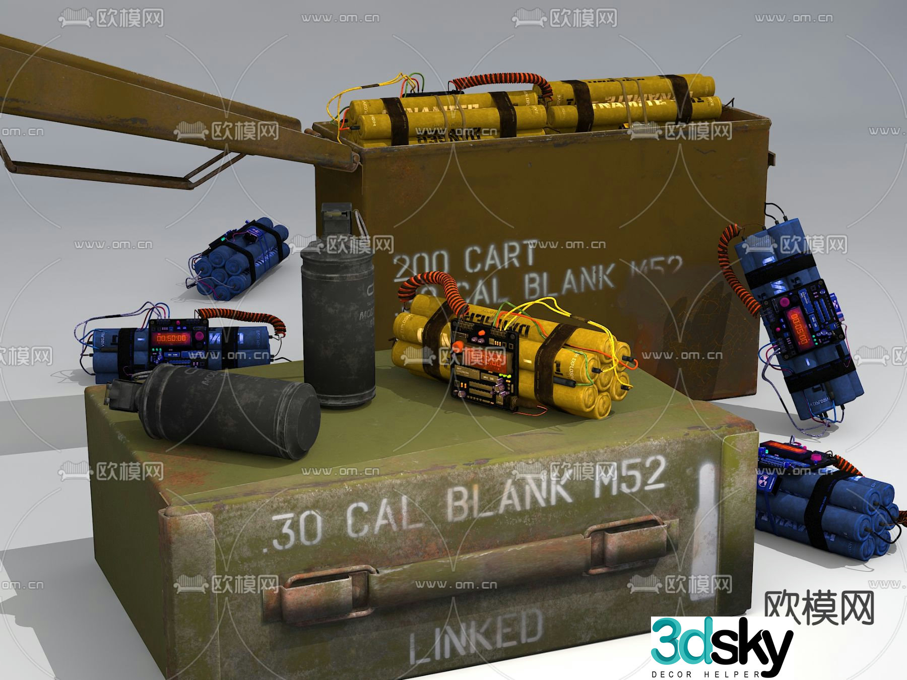 Industrial style c4 explosive 3d model