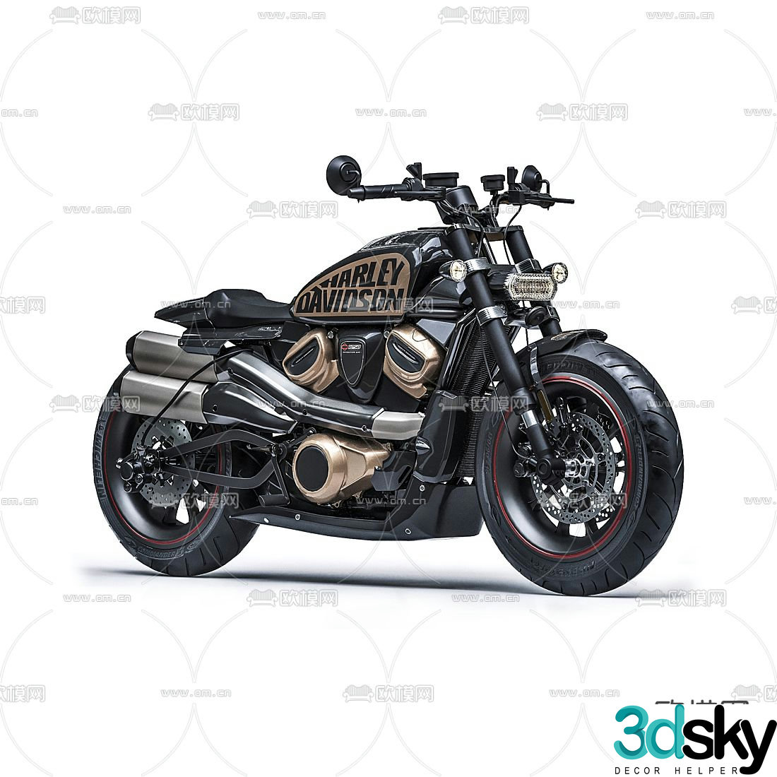 Modern Harley motorcycle 3d model