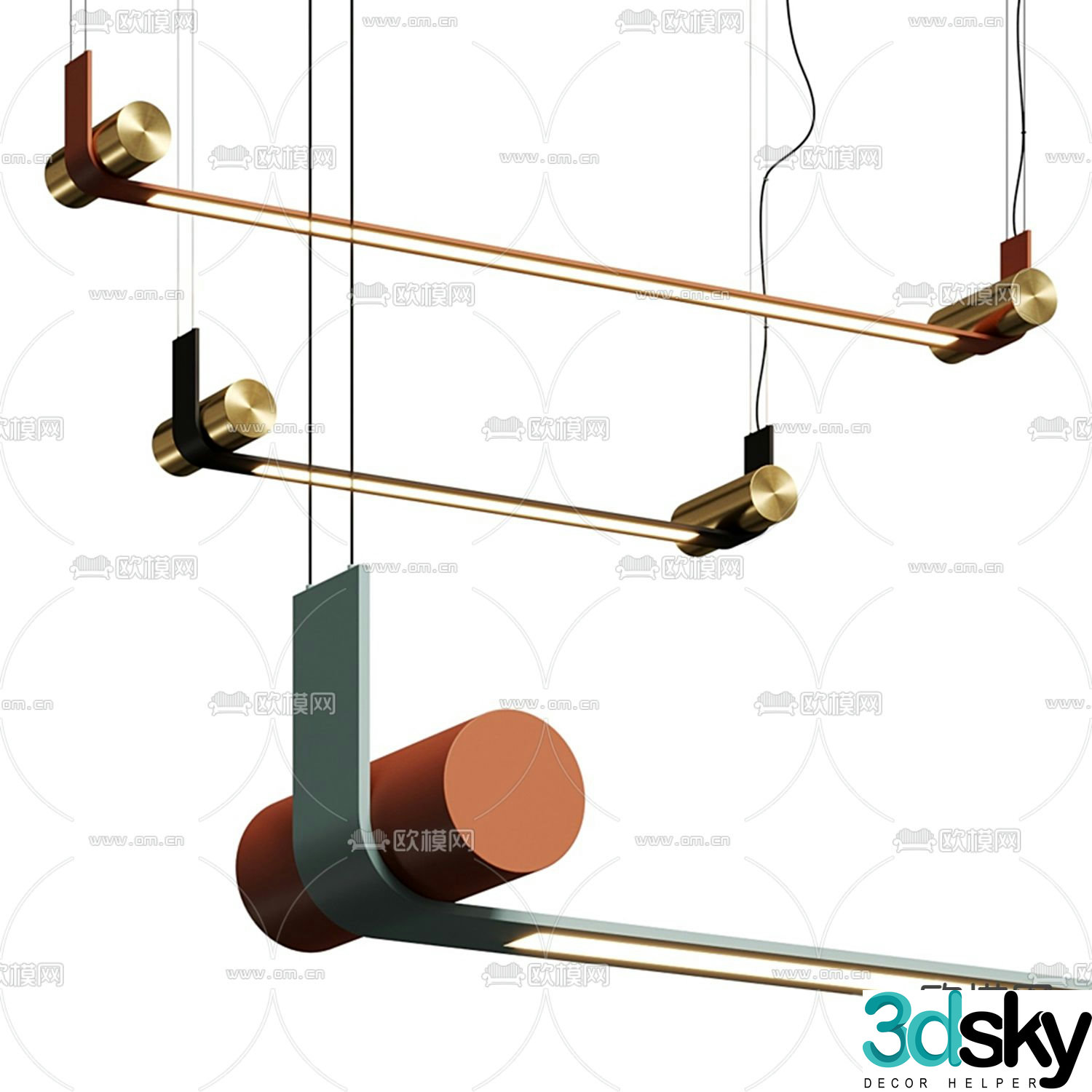 Natuzzi modern metal strip chandelier 3d model