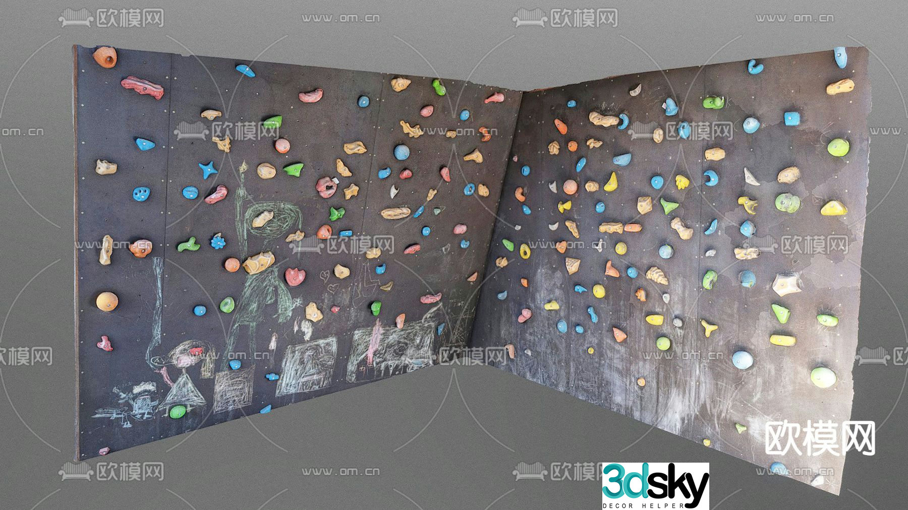 Modern climbing wall 3d model