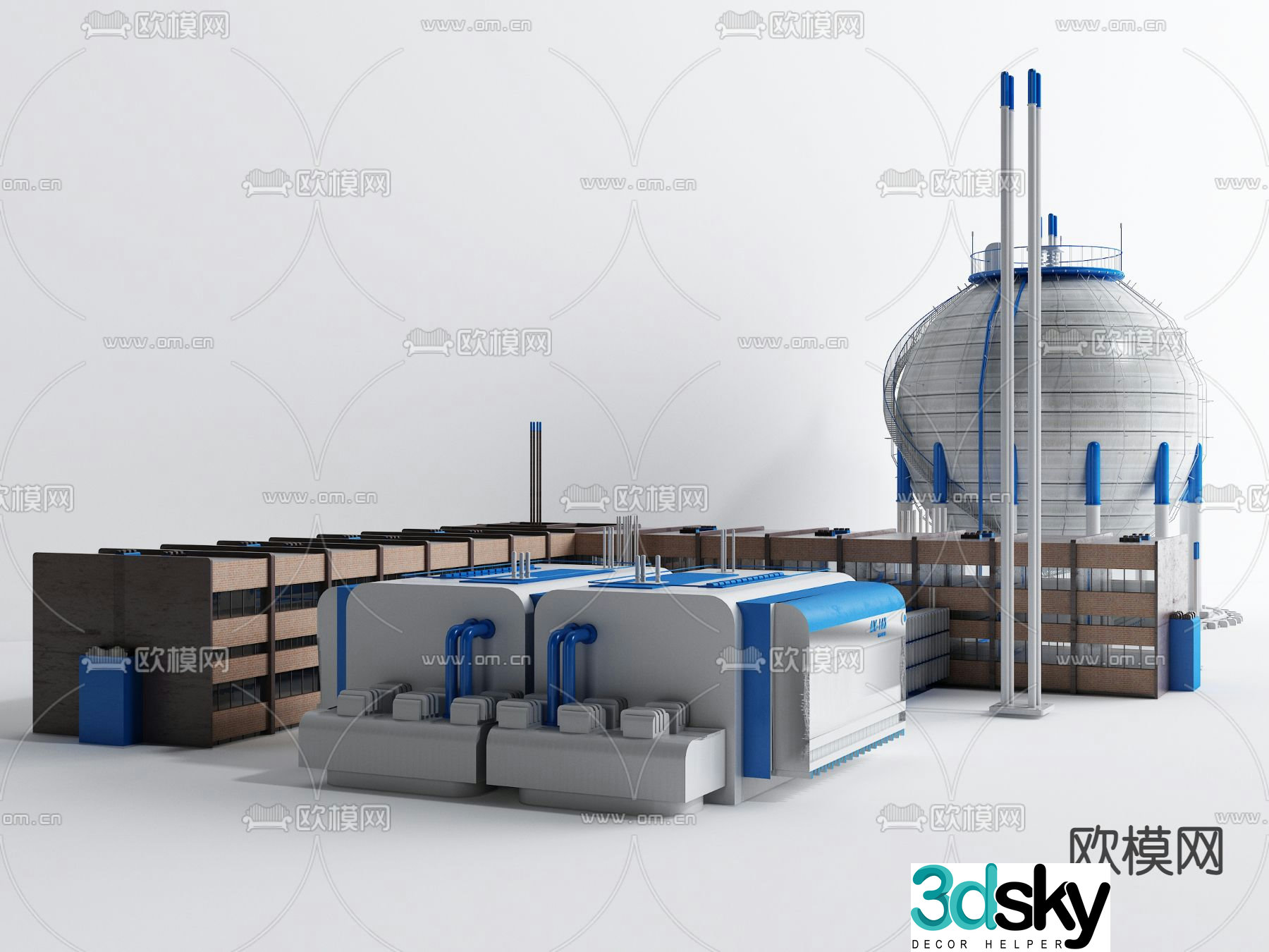 Modern factory industrial facilities factory building 3d model
