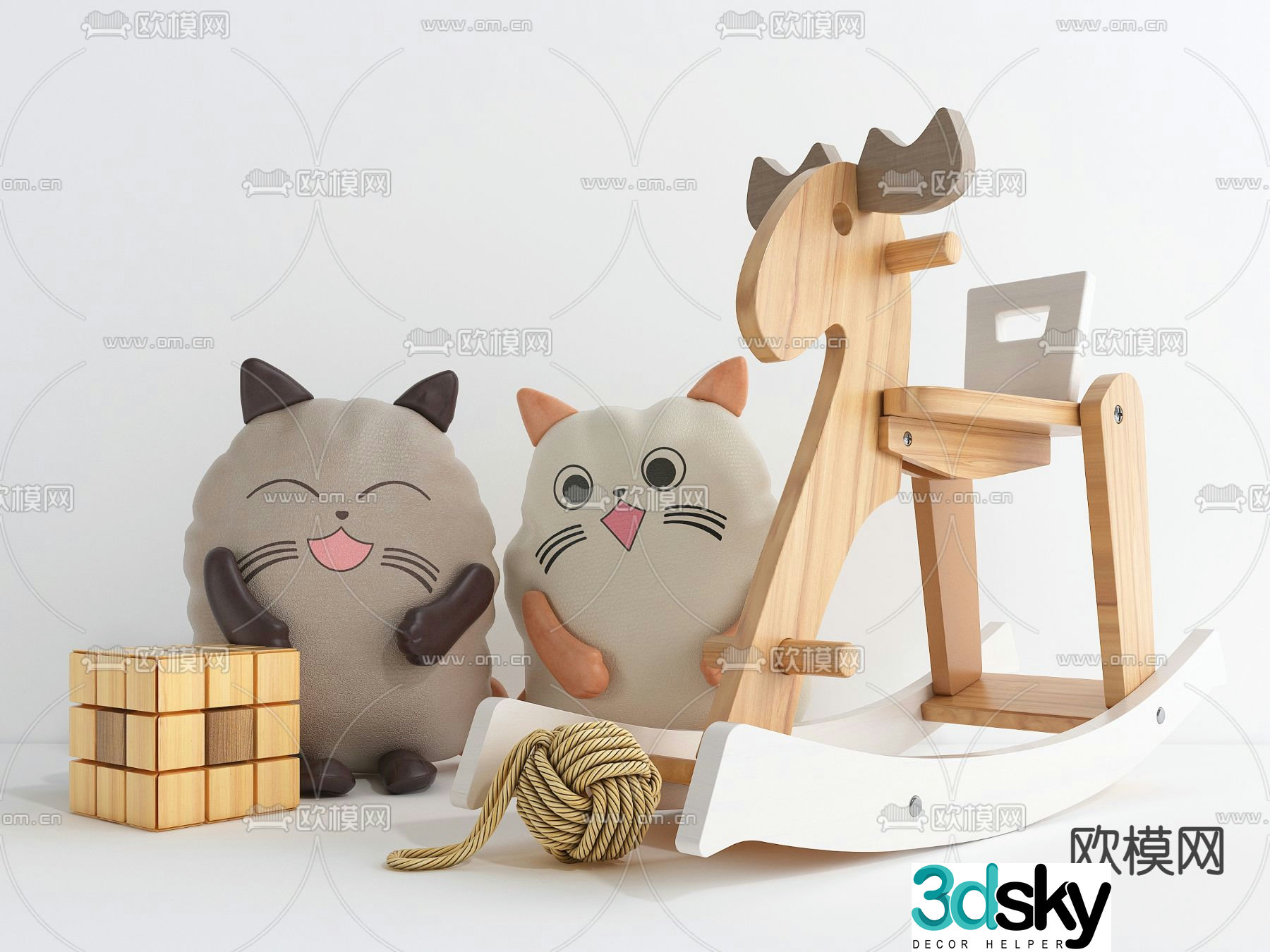 Modern toy rocking chair rag doll 3d model