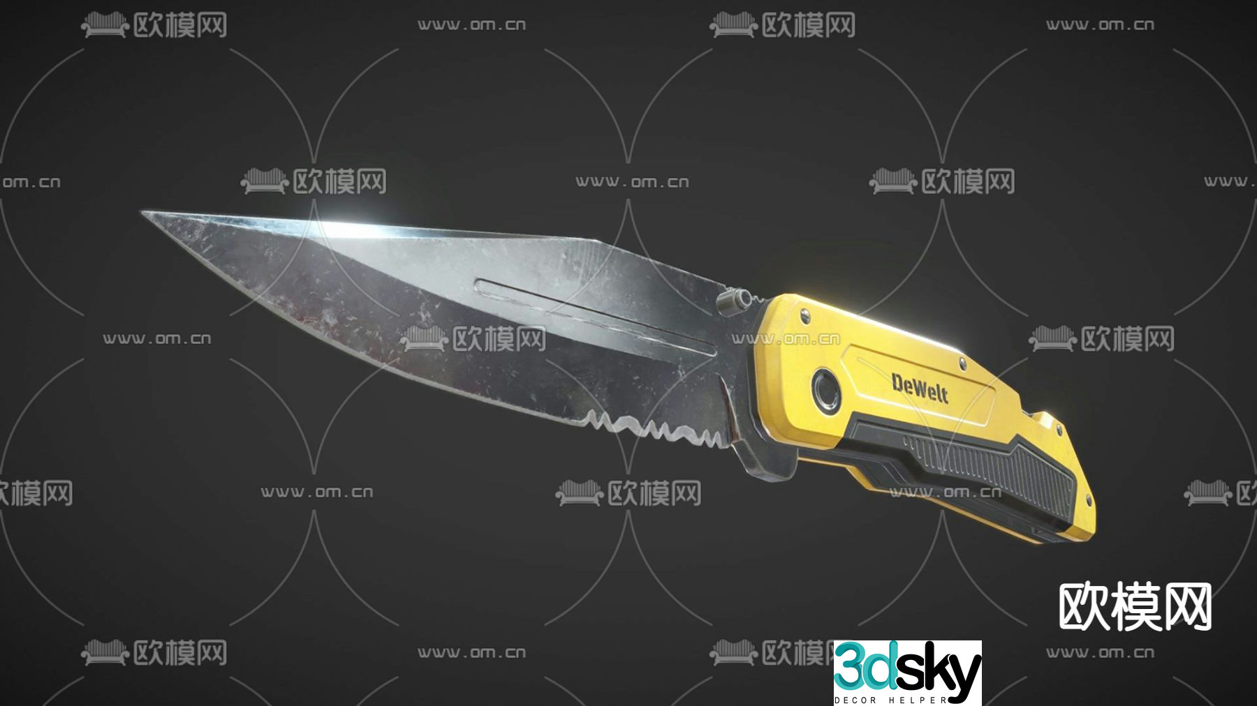 Modern military pocket knife 3d model