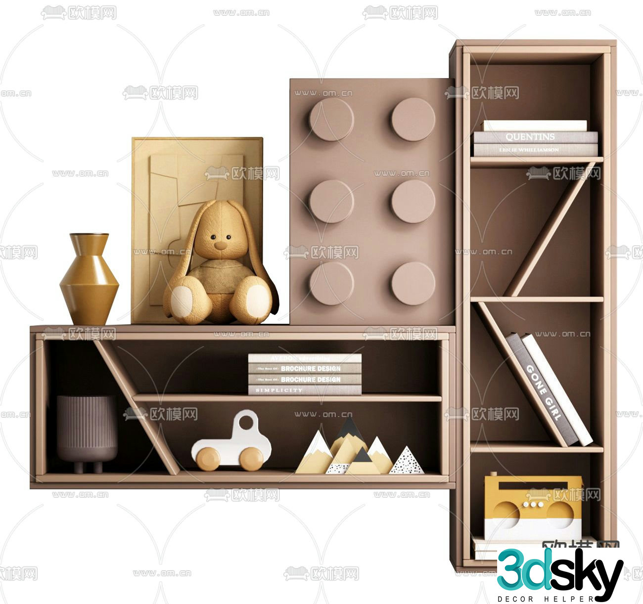Modern children’s toy ornaments wall cabinet 3D model