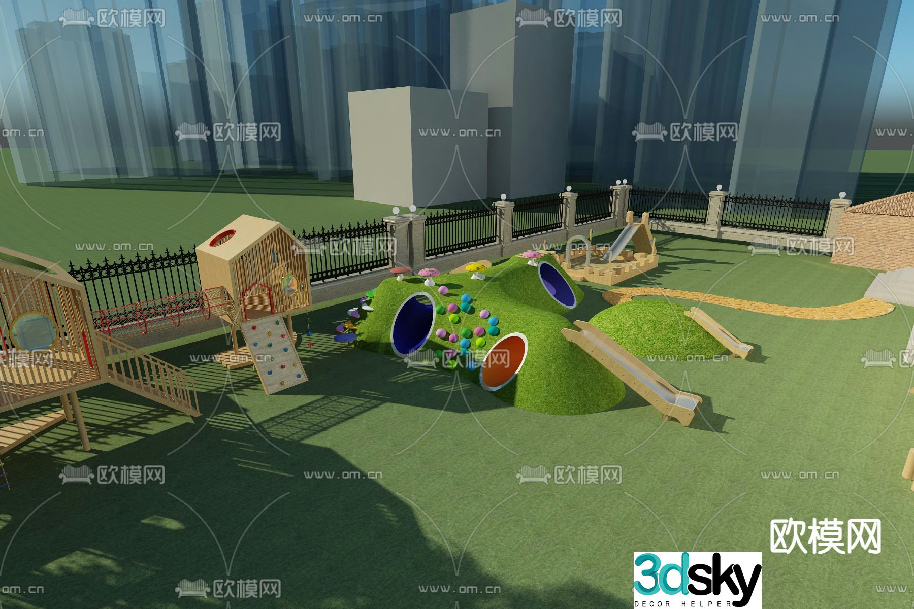 Modern children's slide play equipment free 3d model