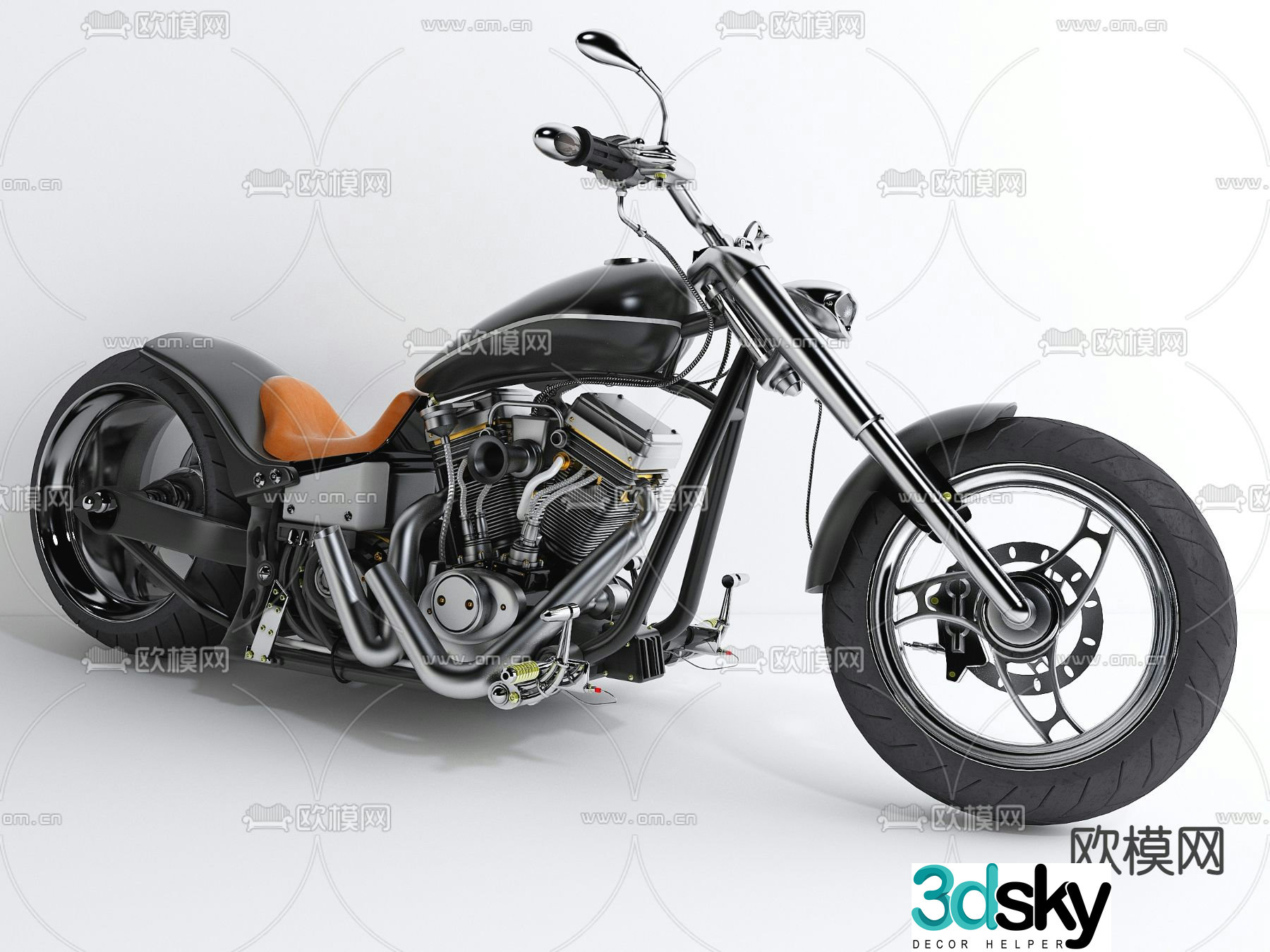 Modern retro motorcycle 3d model