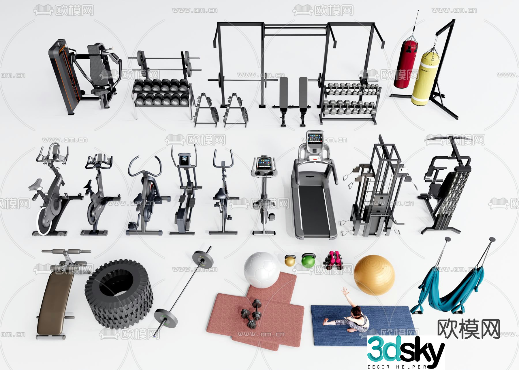 Modern sports equipment fitness equipment yoga mat 3d model