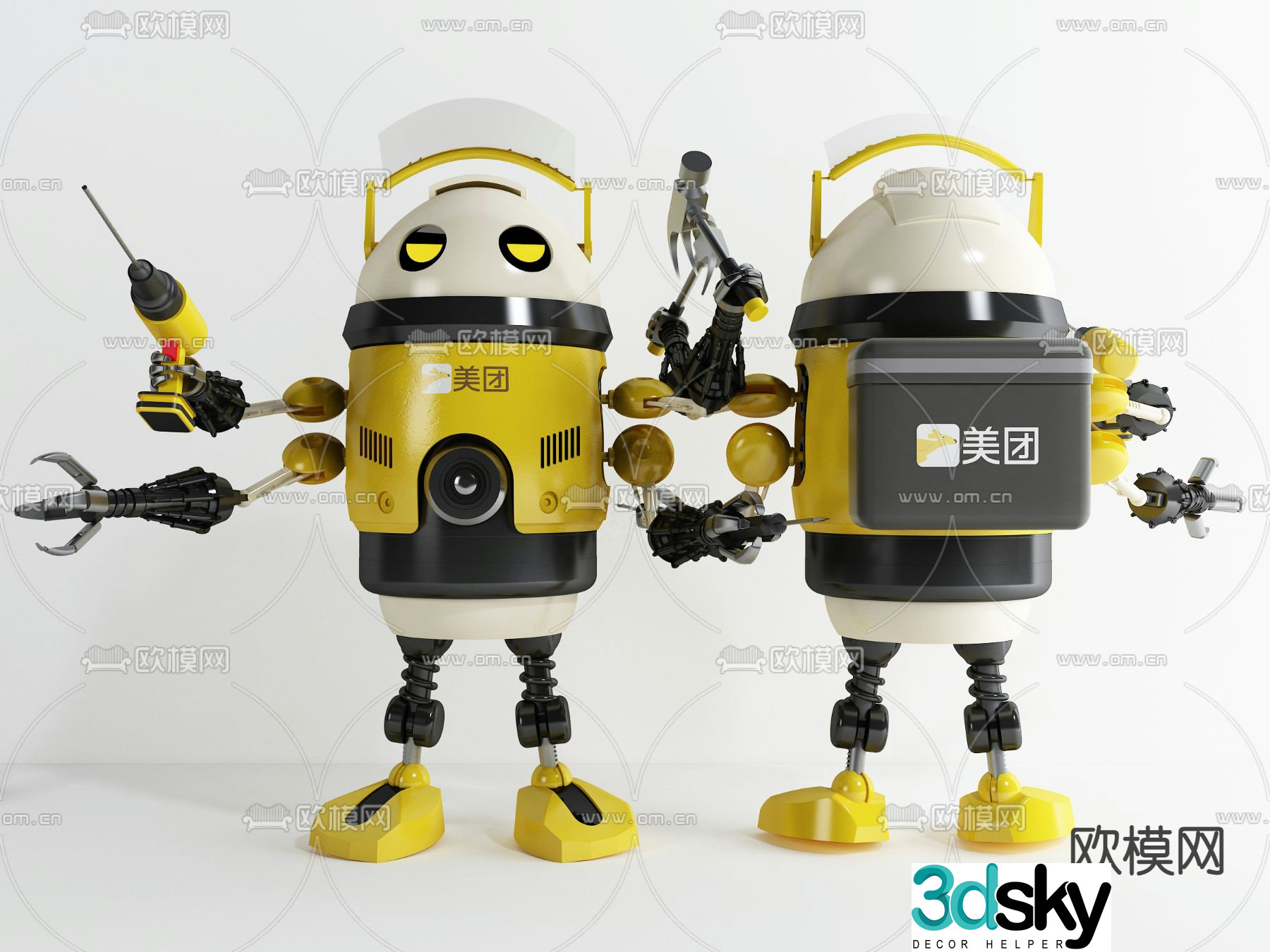 Modern delivery boy robot doll toy 3d model
