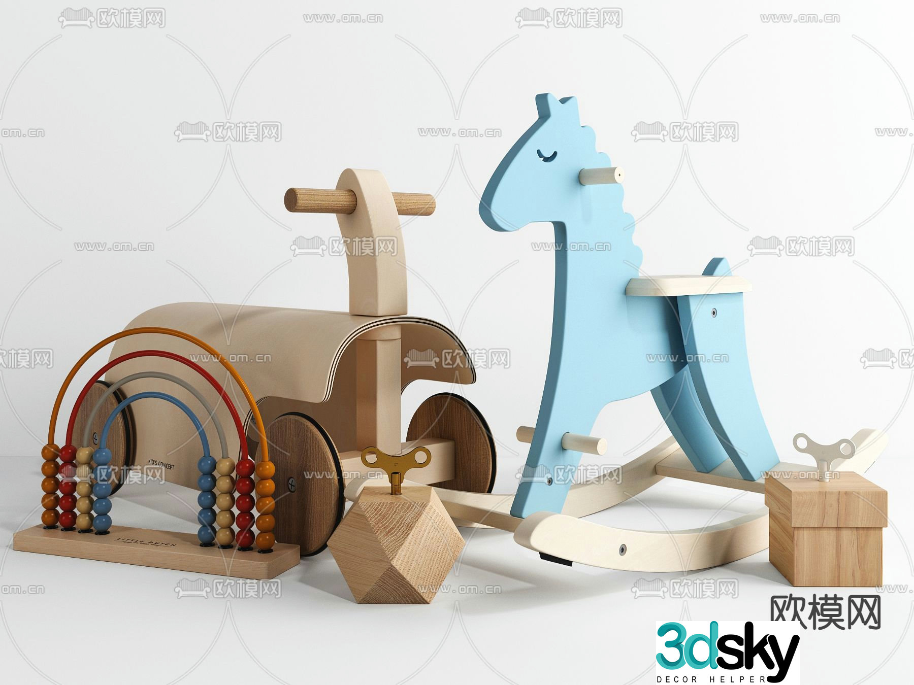 Modern children’s toy rocking horse 3d model
