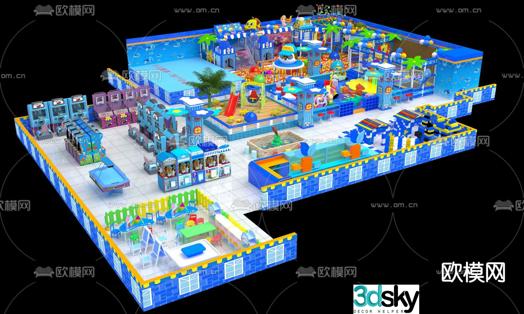Modern ocean naughty castle 3d model