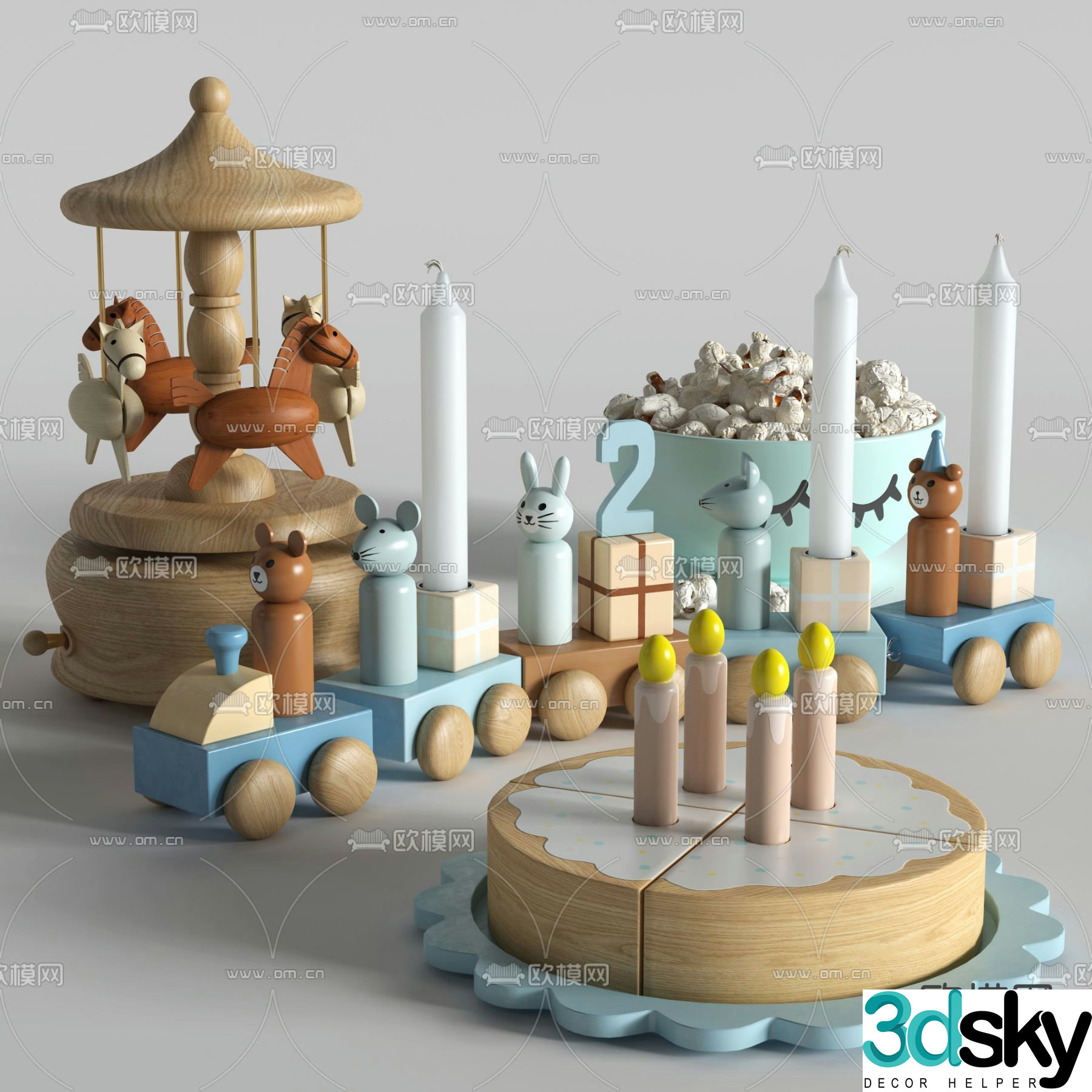 Children’s toy train cake race 3d model