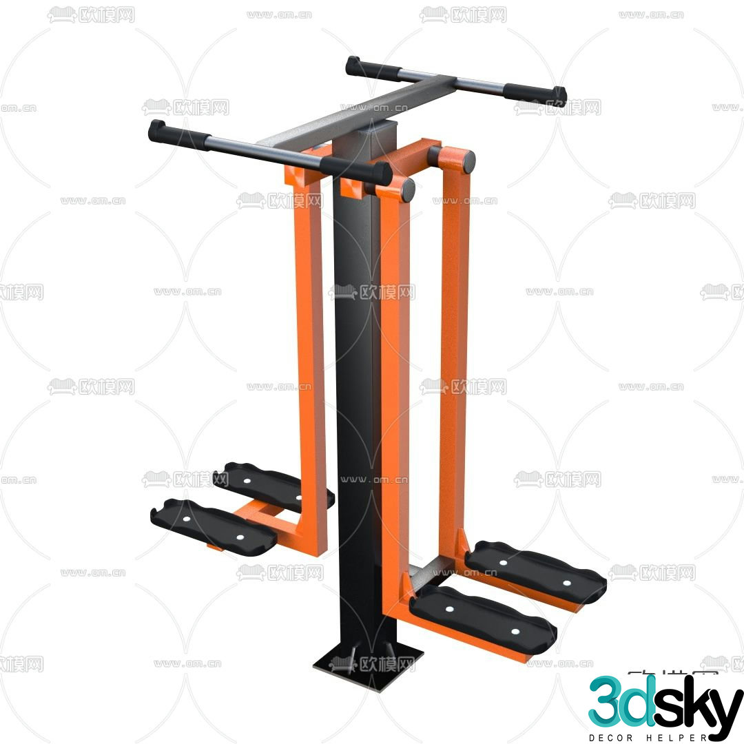 Modern outdoor exercise and fitness equipment 3D model
